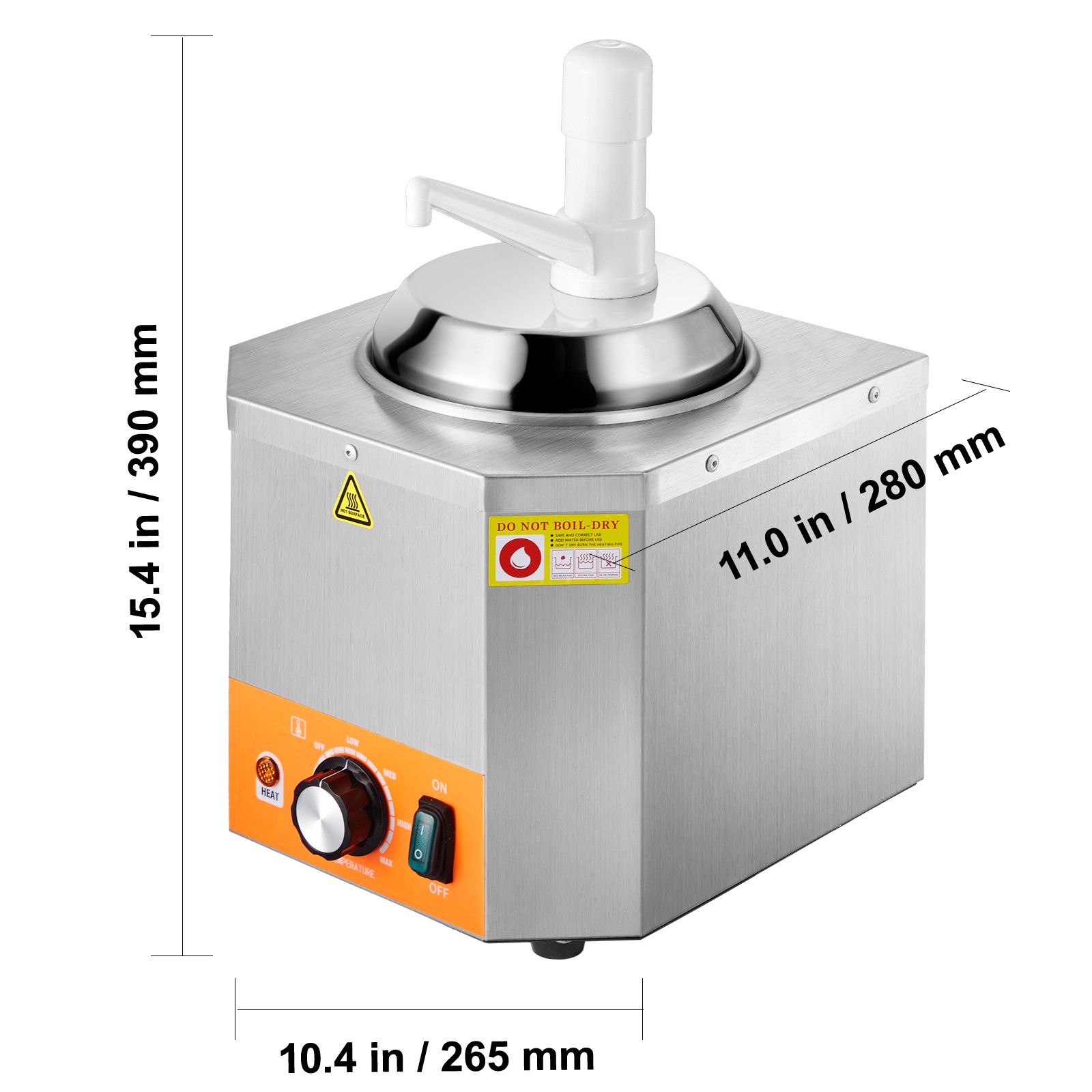 2.4L Electric Nacho Cheese Dispenser w/Pump Commercial Hot Fudge Warmer 86℉-230℉