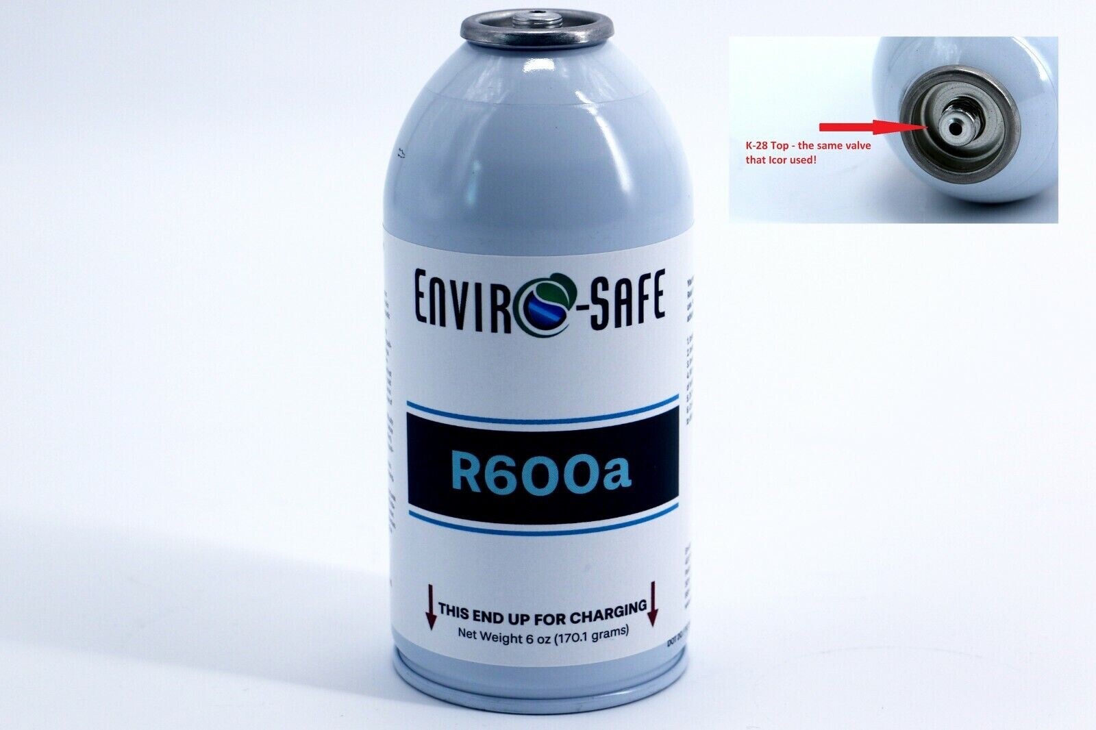 Enviro-Safe R600a Refrigerant | 12 Cans with k28 self sealing valve 6 oz