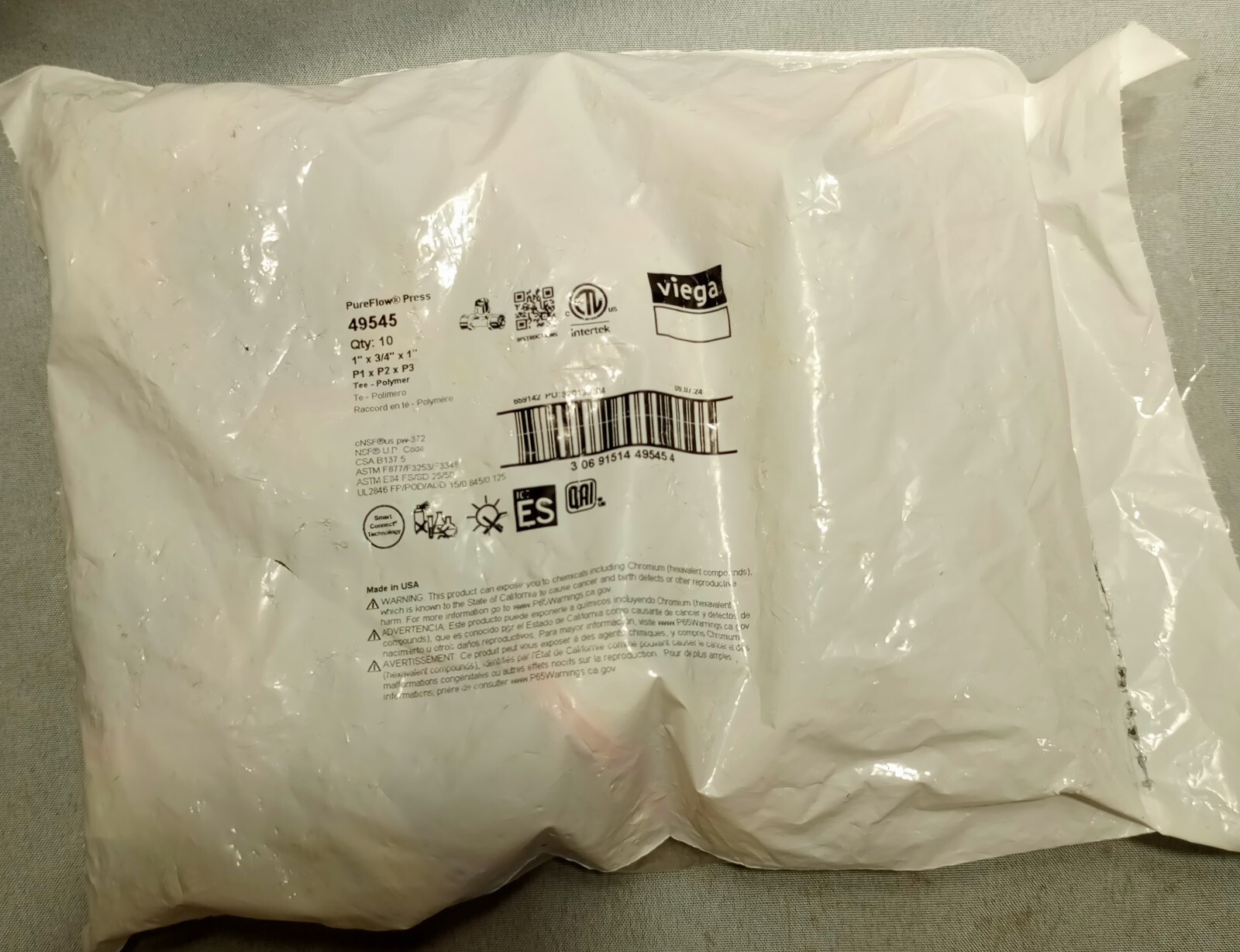 Bag Of 10 Viega 49545 PureFlow Press