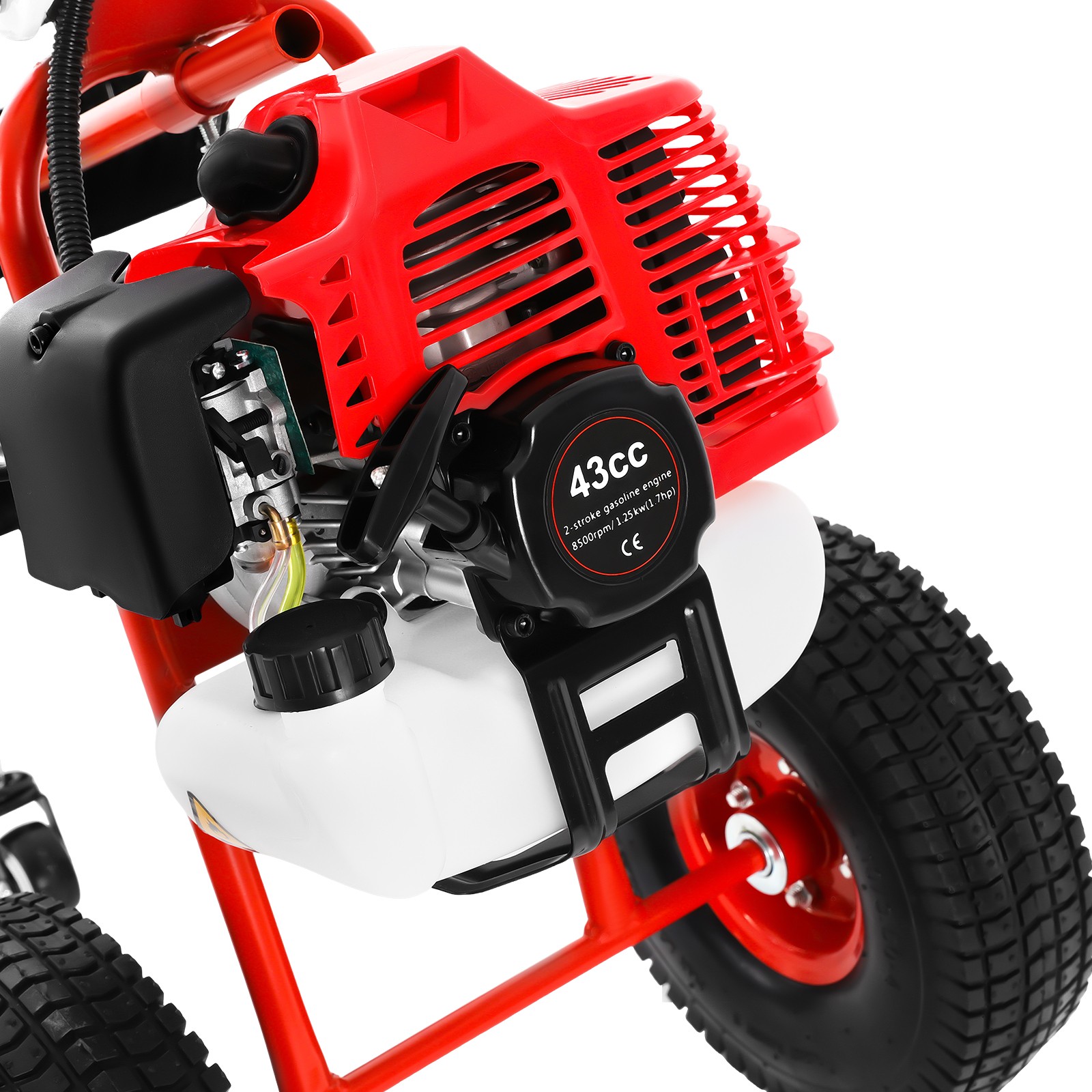 43CC 1.7HP Walk Behind Power Sweeper Broom 2-Stroke Gas Engine Sweeper Lawn Turf