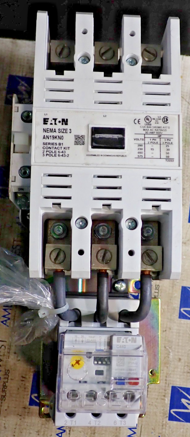 Eaton AN19KN0 Size 3 90 Amp600v Starter w/ 9-2756-1 120V Coil 20-100A OL S1022