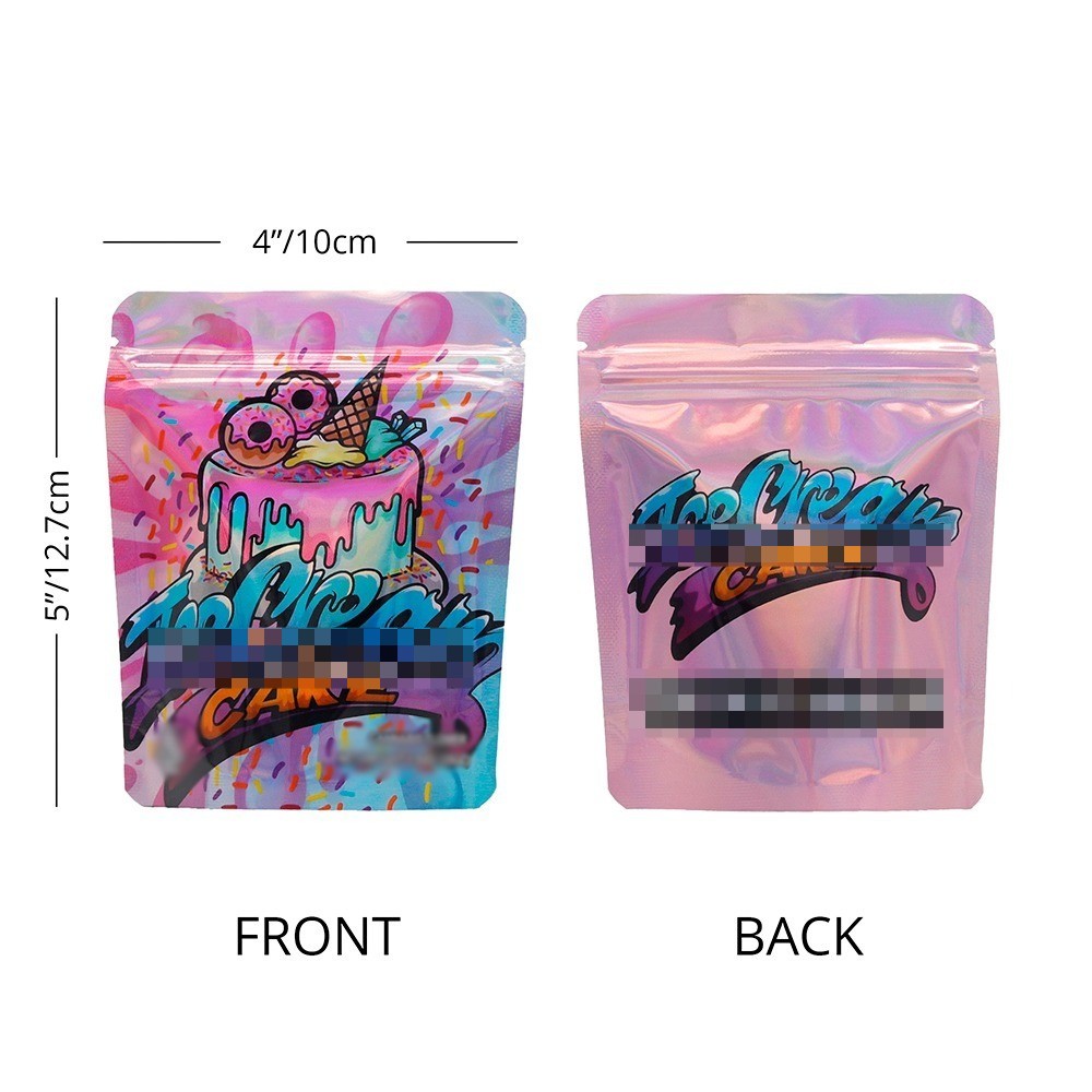 100pcs Foil Food Mylar Bags Smell Proof Resealable 3.5g Zip Seal Stand Up Pouch