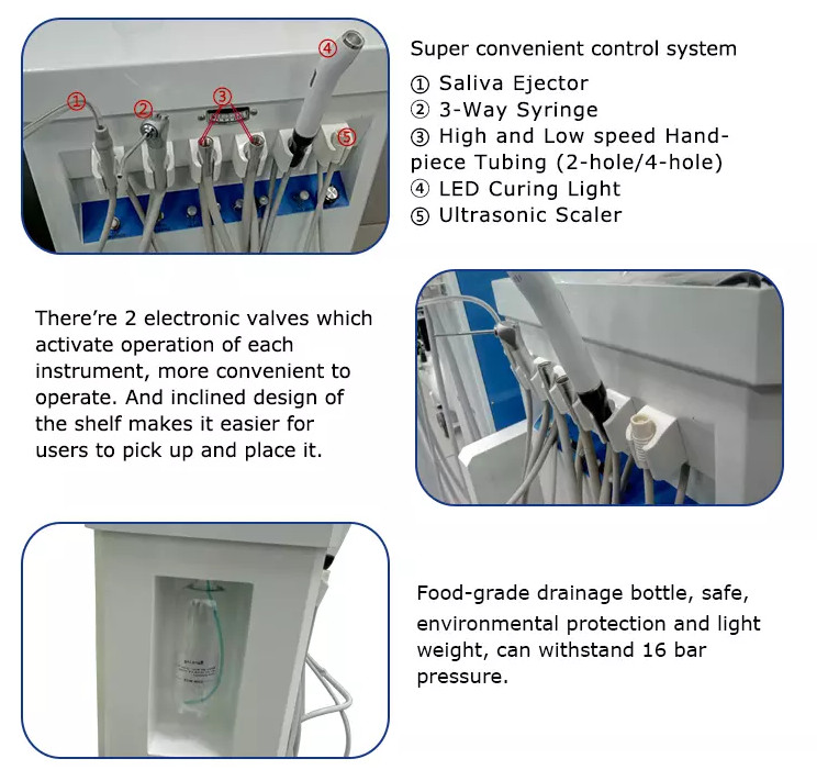 Portable Suction Unit Dental Portable Treatment Unit Mobile Cart GU-P209 4H US