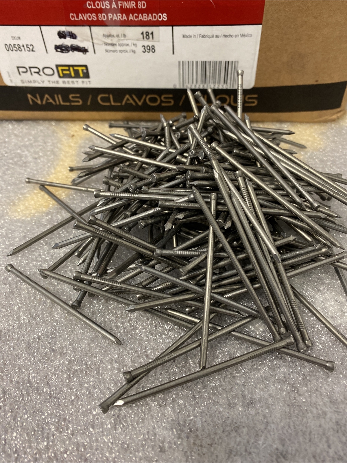 15 OUNCES (APPROX 170) 8D BRITE FINISH NAILS 2-1/2″/6.35CM PRO FIT BRAND