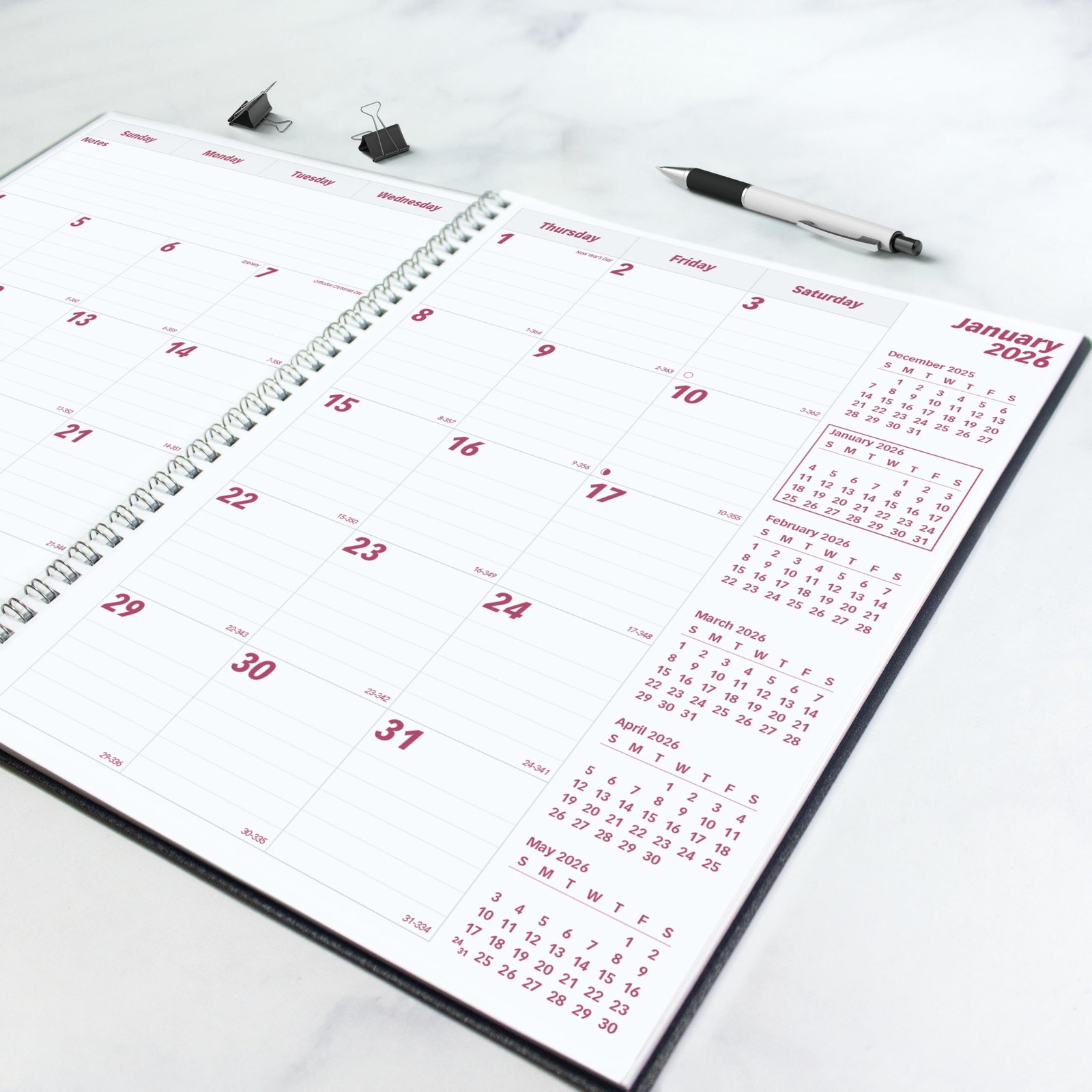 Brownline® 2026 DuraFlex Monthly Planner, 14 Months, December 2025 to Black