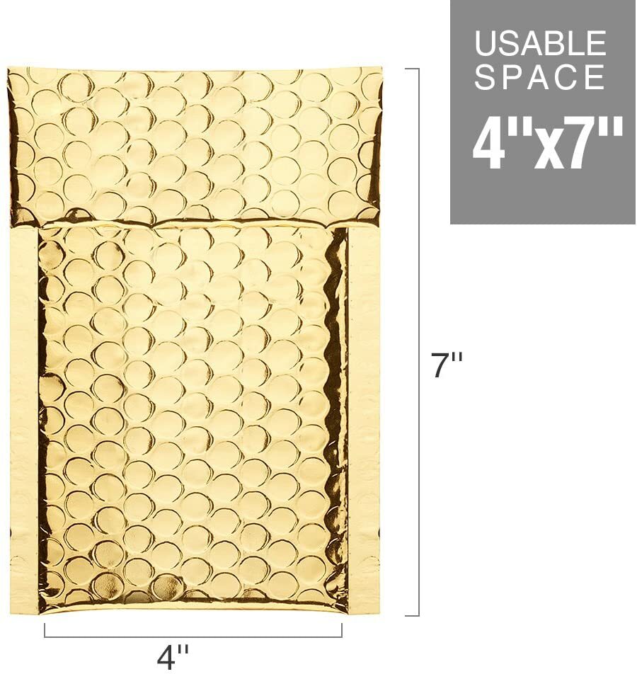 #000 4″x8″ Mettallic Matte MAILERS SHIPPING PADDED BAGS ENVELOPES Gold Metallic