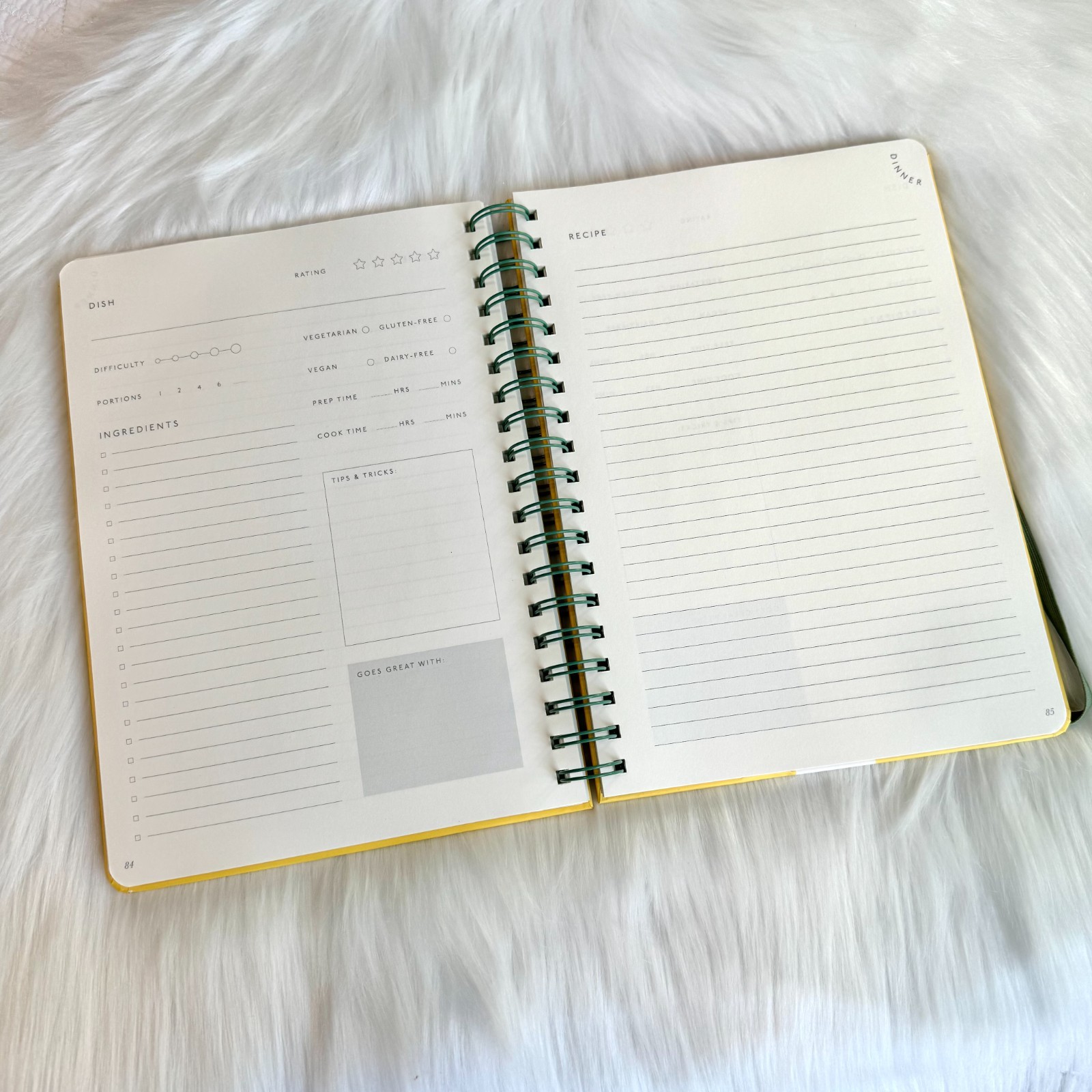 NEW Papier Yellow Recipe Journal Oranges Design Spiral Bound Notebook