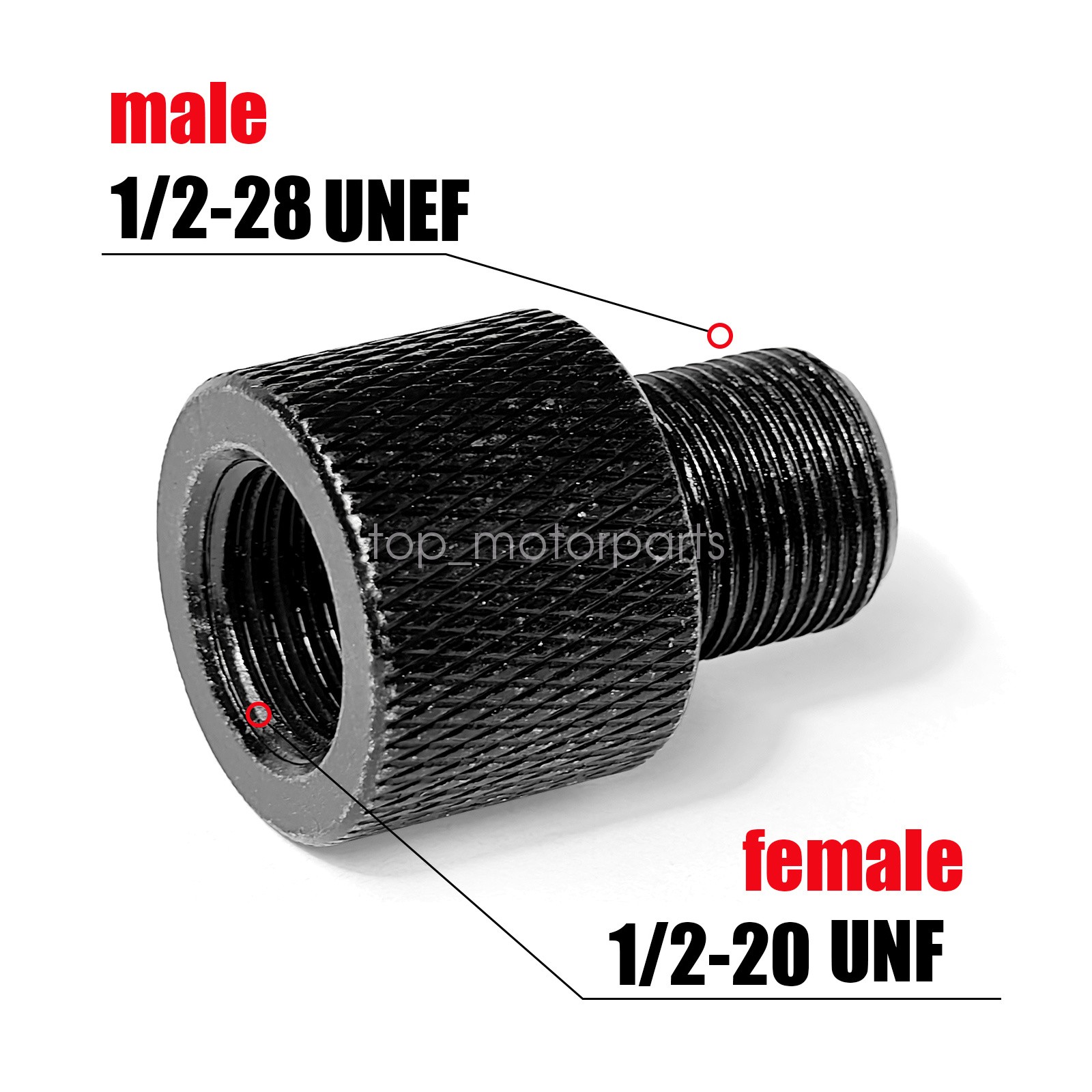 New Threaded Adapter Female 1/2-20 UNF F To 1/2-28 UNEF Male Accessories 1 BLK