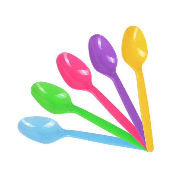 Karat PS Plastic Heavy Weight Tea Spoons – Rainbow – 1,000 ct, U2100 (Rainbow)