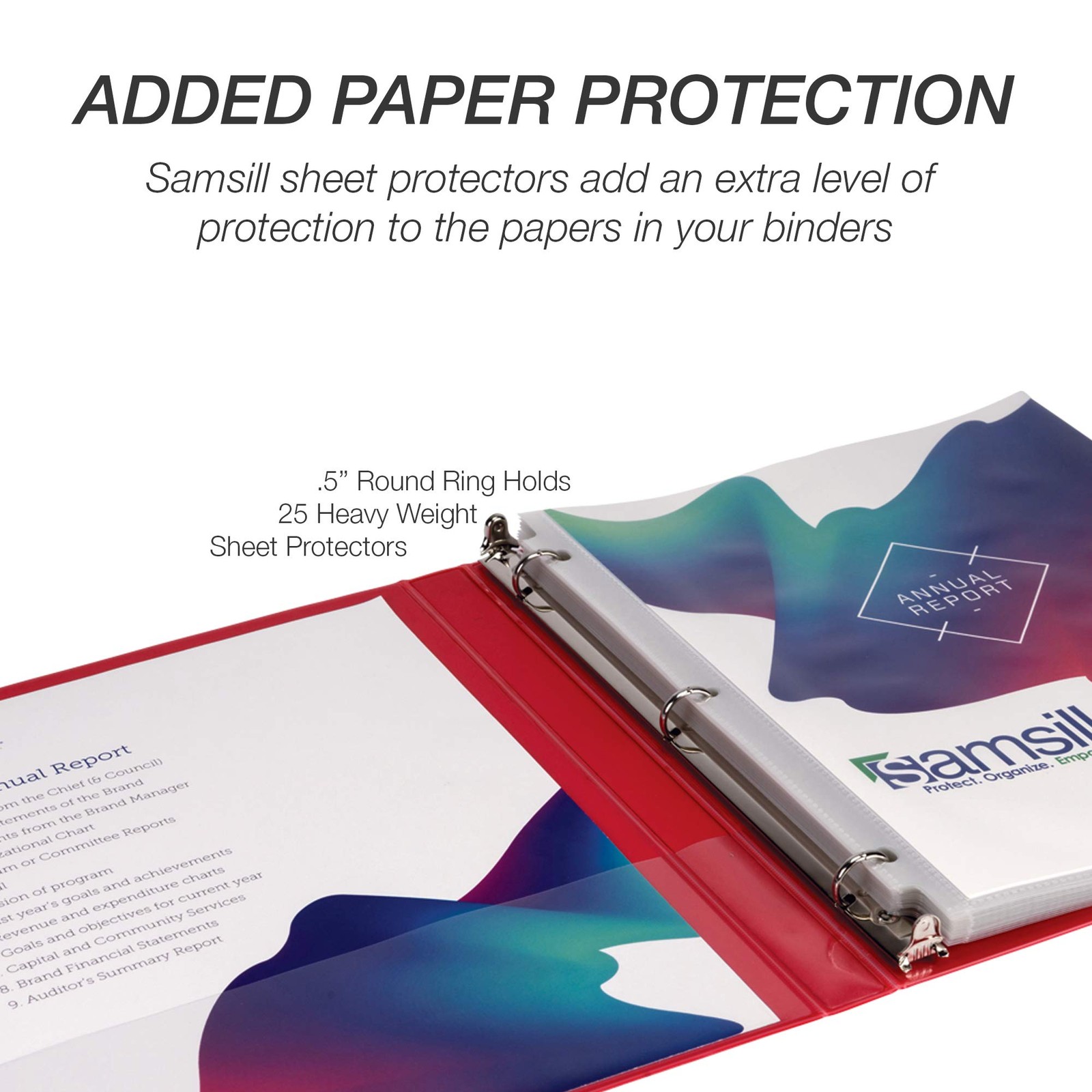 Samsill 0.5 Inch 3 Ring Binder, Made in USA, Economy Round Ring, 1-Pack, Red