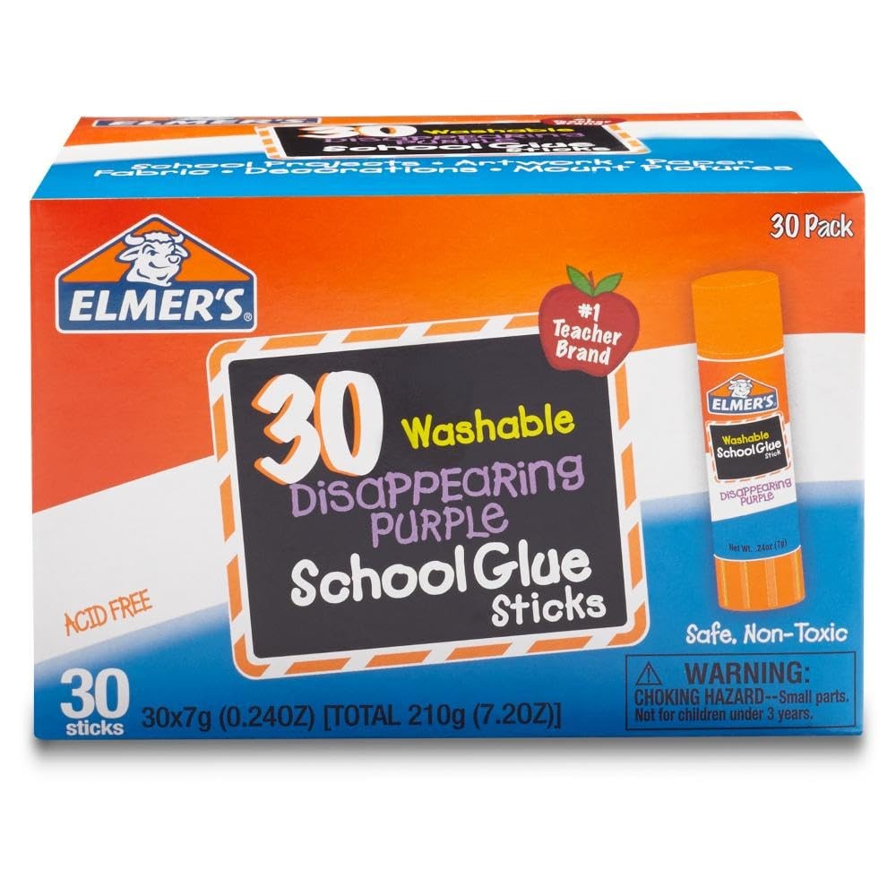 Elmer’S Elmers Disappearing Purple School Glue Sticks Washable 7 Grams 30 Count