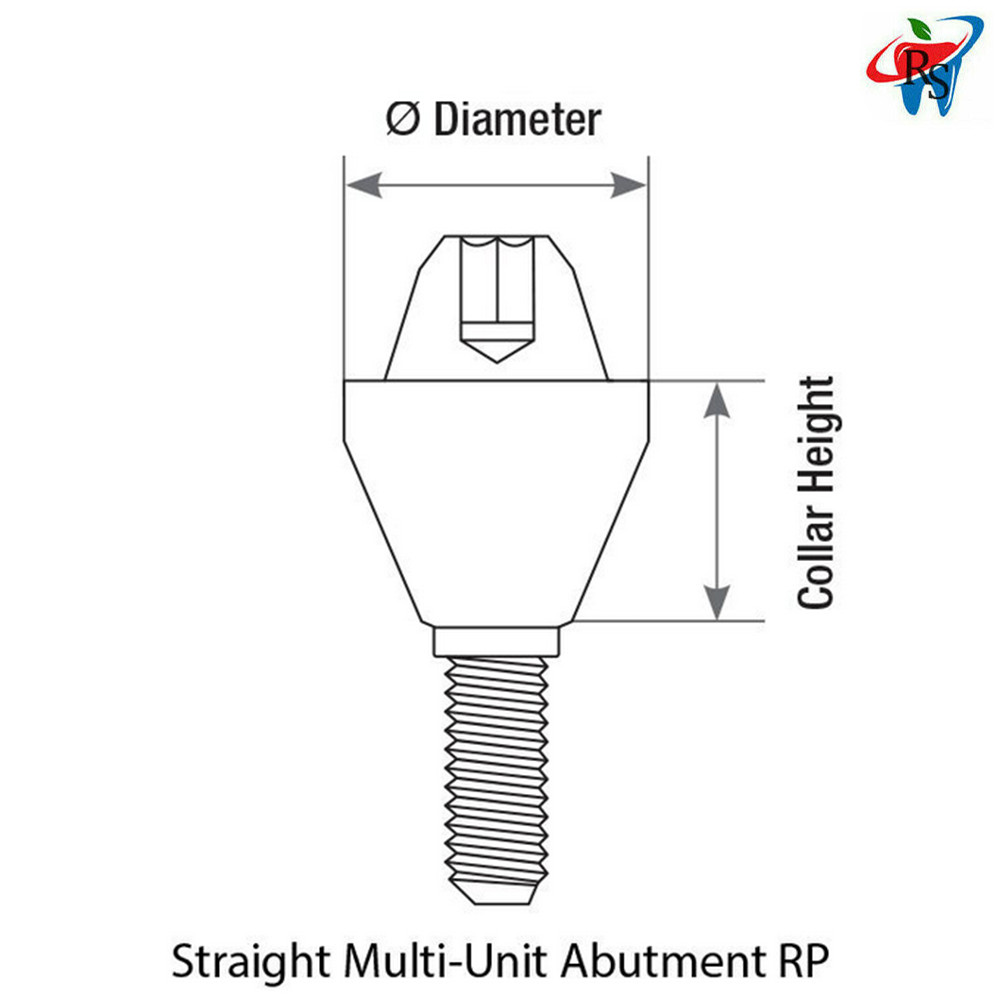 1x Set Prosthetic Straight Multi Unit 1.6 RP Conical 2.65 + Titanium Sleeve