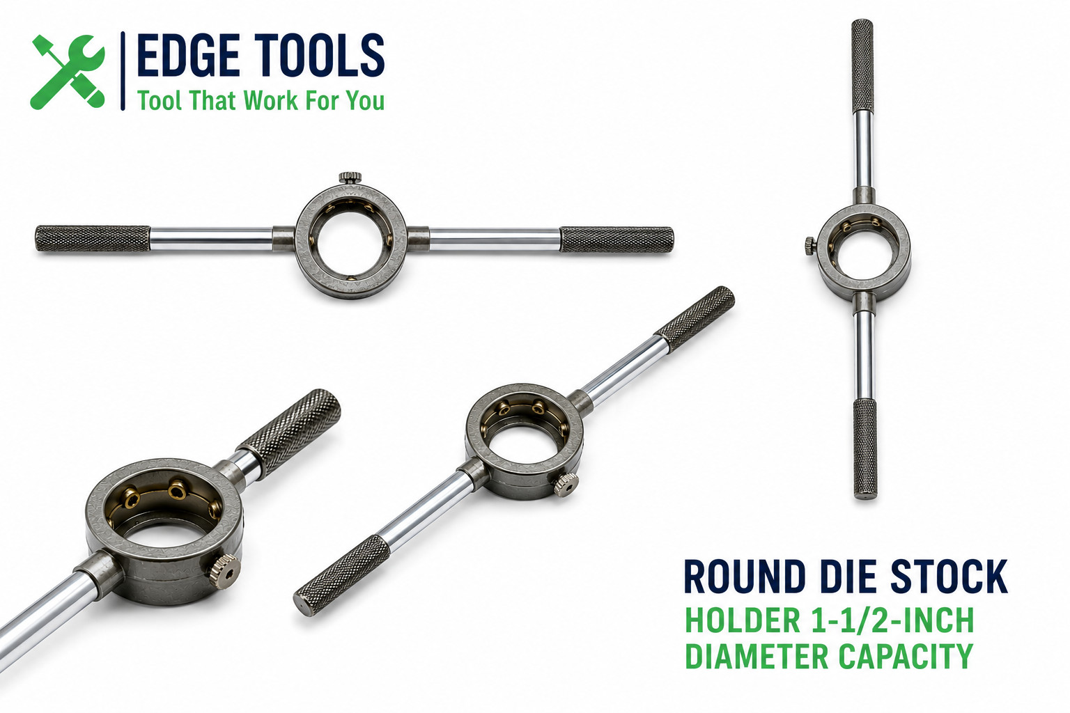 Heavy Duty Round Die Stock Handle Wrench Holder 1-1/2 Inch Diameter EDGE Tools