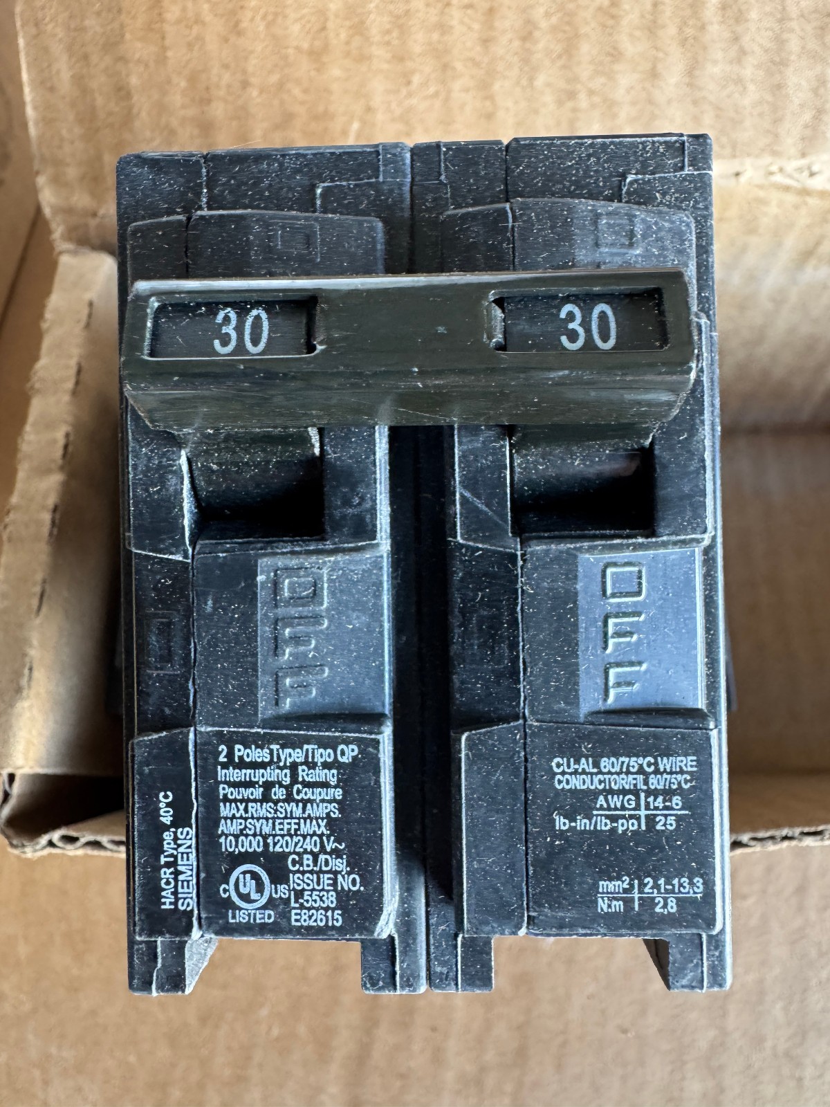 Siemens Q230 Circuit Breaker 2P 30A 120/240V New with Free Shipping