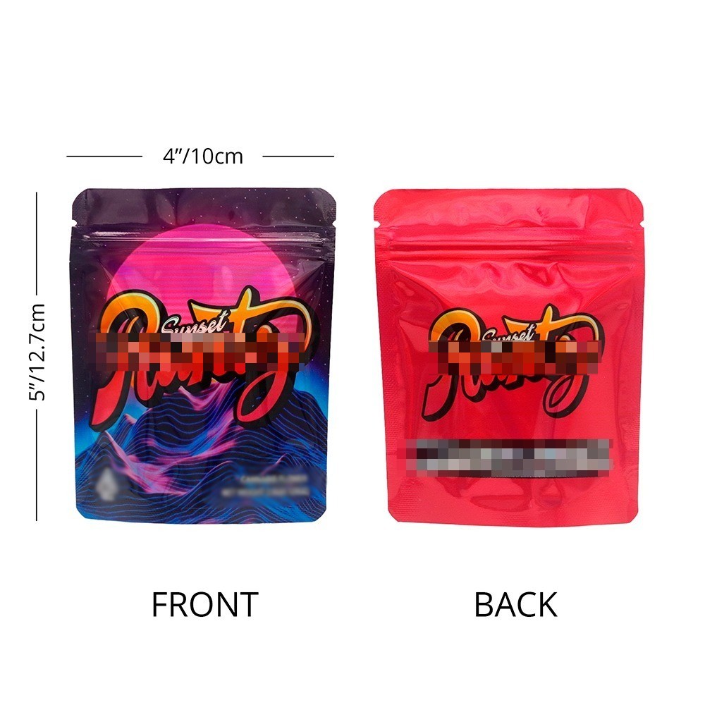 100pcs Foil Food Mylar Bags Smell Proof Resealable 3.5g Zip Seal Stand Up Pouch