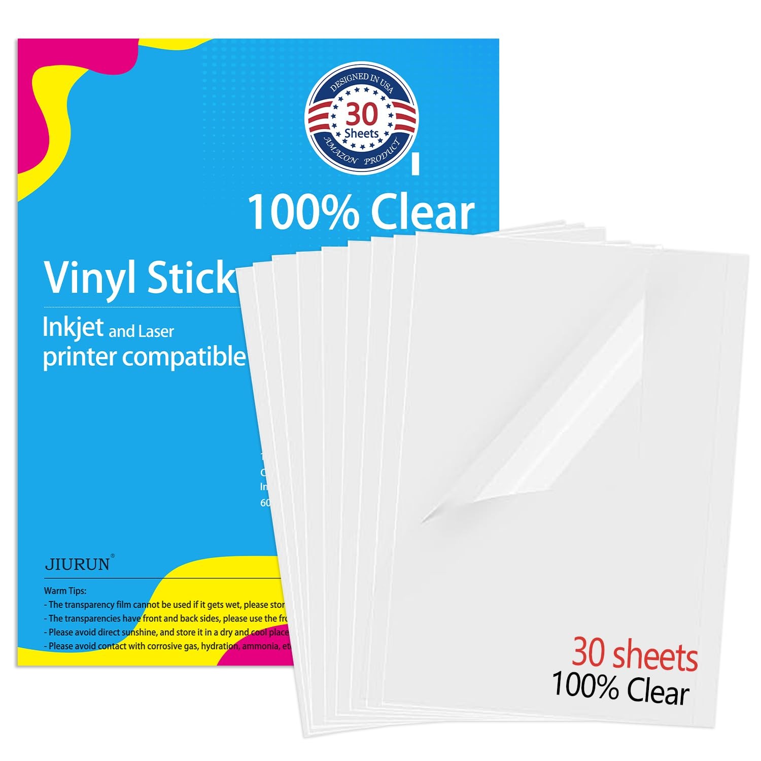 Premium Printable Vinyl Sticker Paper for Inkjet & Laser Printer, 100%Clean