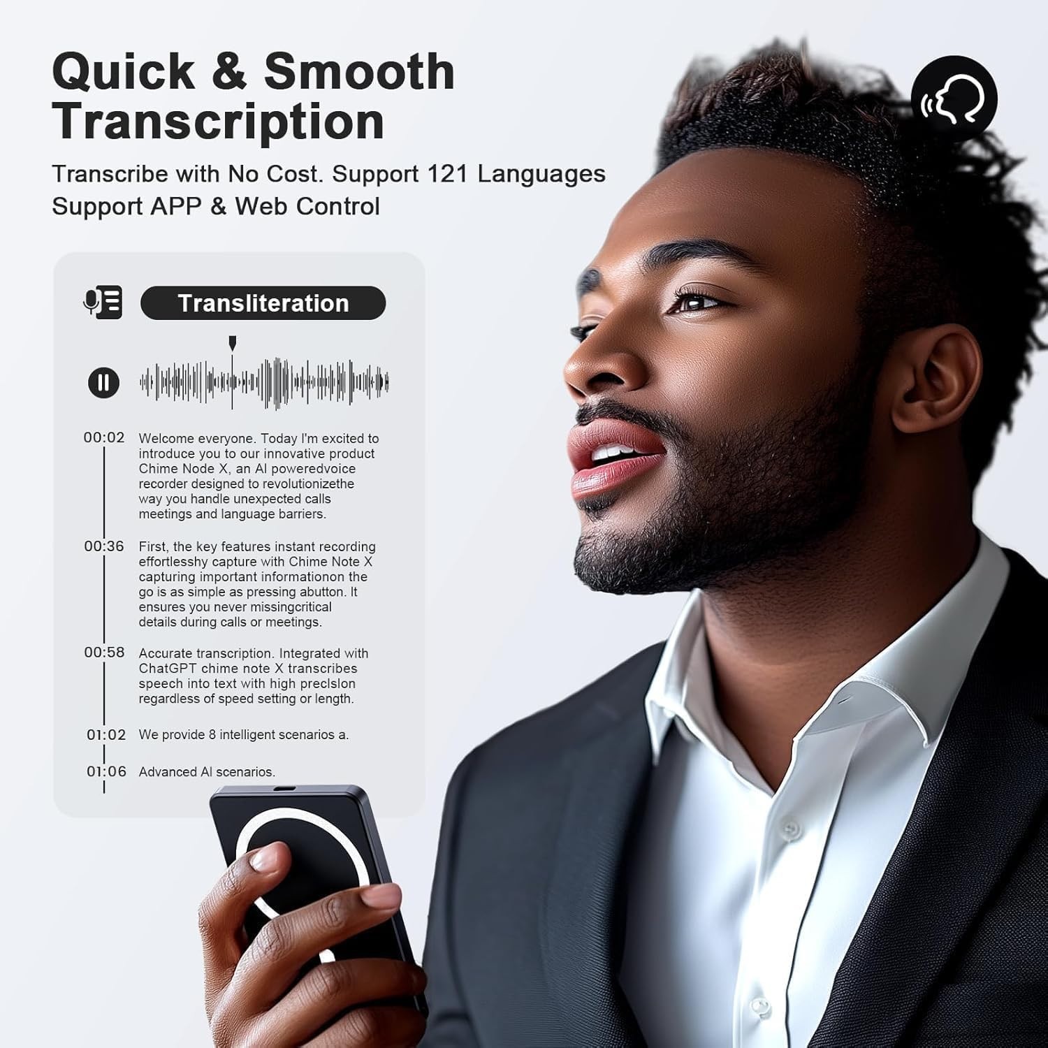 128GB Voice Activated Recorder with AI-Intelligent Triple Noise Reduction,