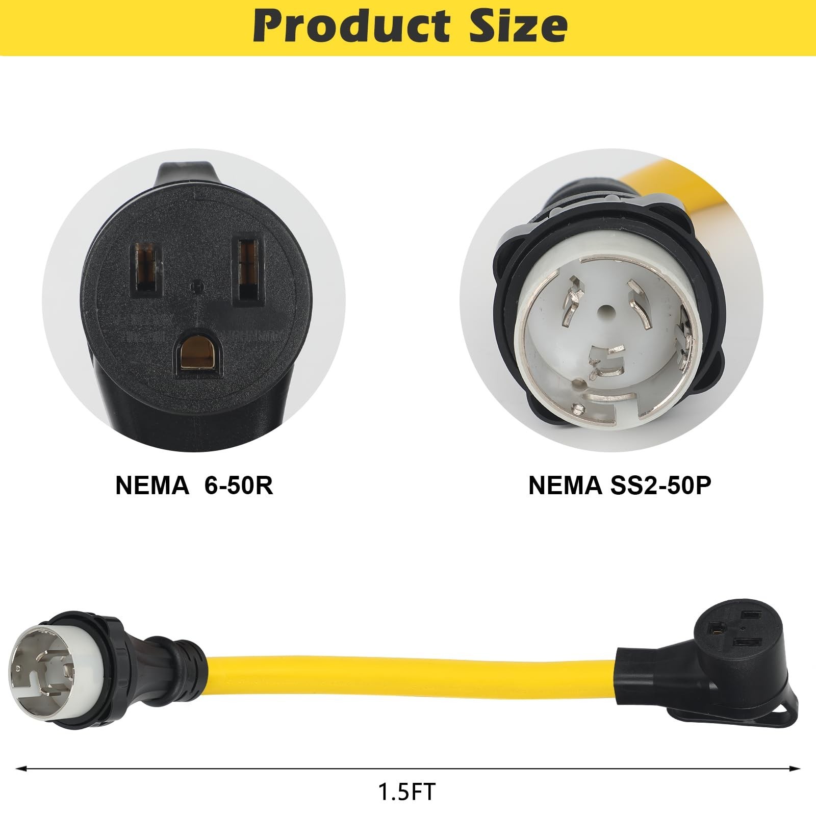 NEMA SS2-50P to 6-50R Welder Adapter Cord, ZDHQLHJ 50Amp Locking Twist SS2-50…
