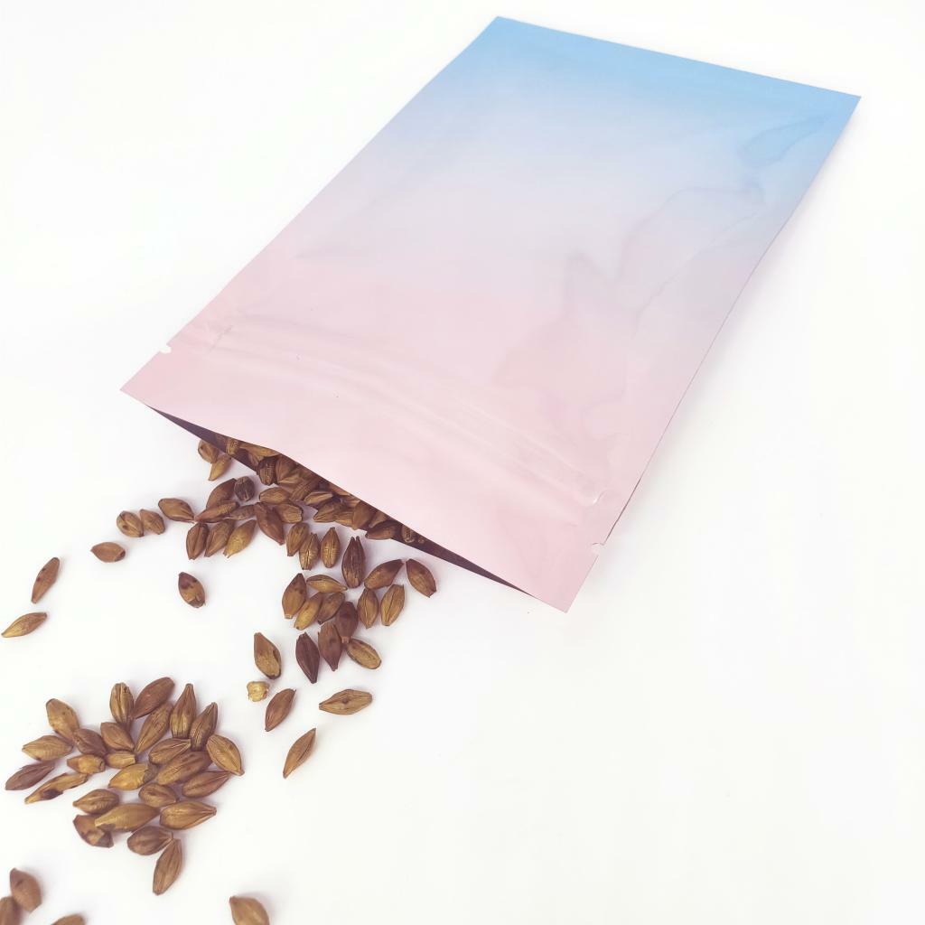 Portable Pink/Blue Ombre Cotton Candy Zip Seal Flat Foil Bags for Powder Mix