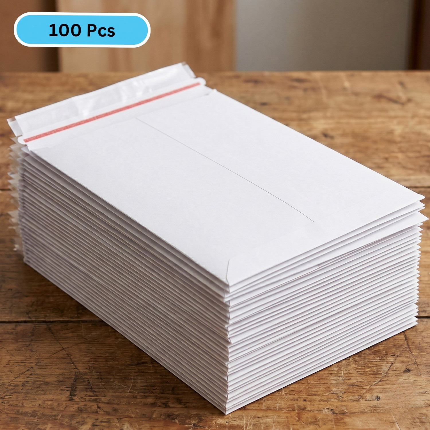 100 – 6×8″ Rigid Flat Photo Mailers – Self-Seal – White