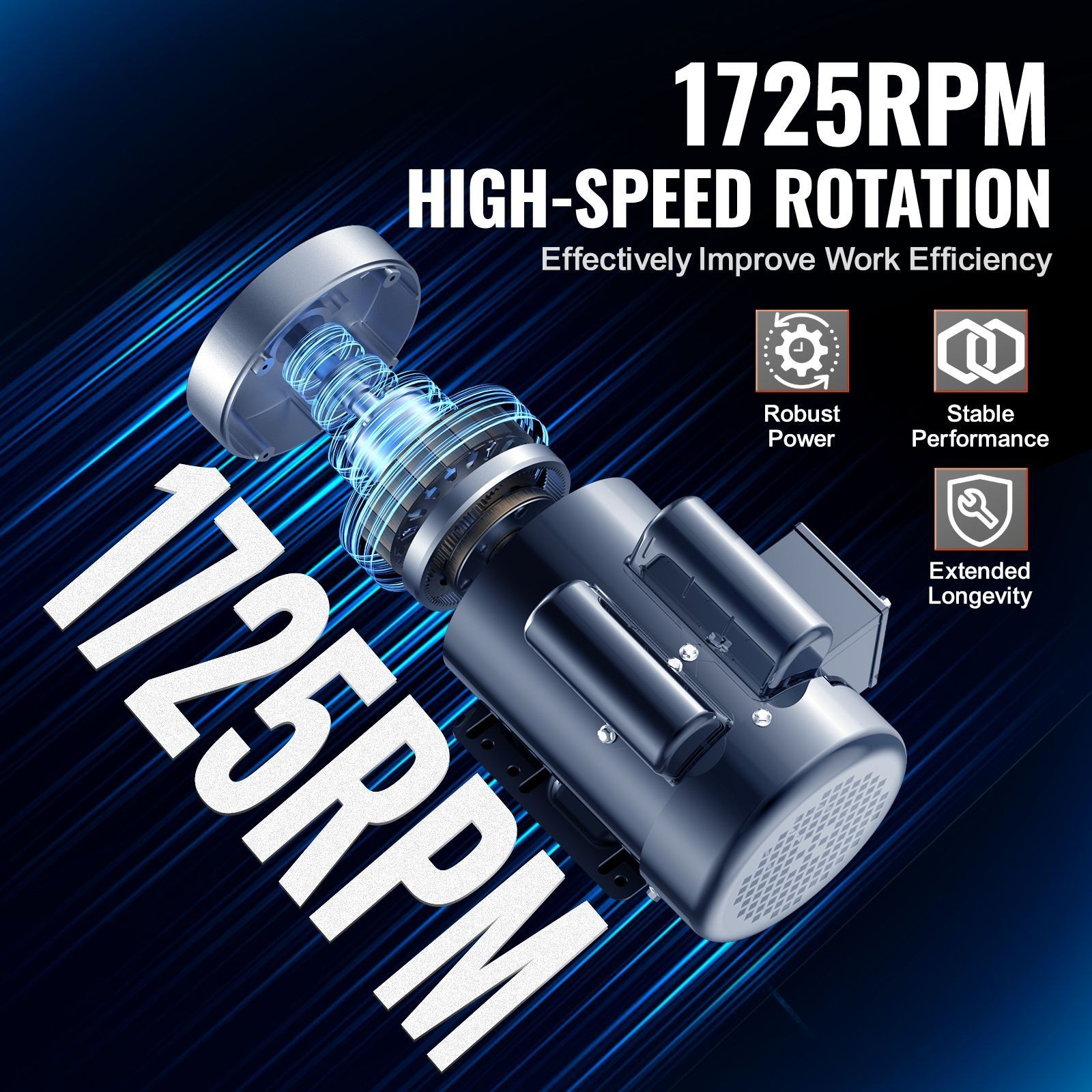 2HP Electric Motor 1725 rpm, AC 115V/ 230V, 56C Frame, Air Compressor Motor