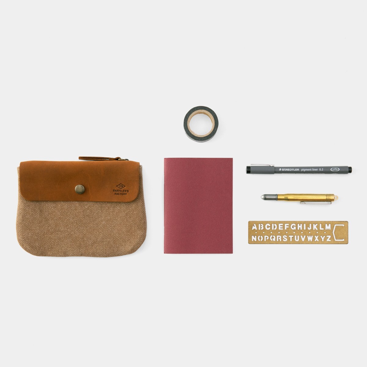 TRAVELER’S FACTORY Canvas Pouch Beige SS size W17.0xH12.0cm,W6.6xH4.7in