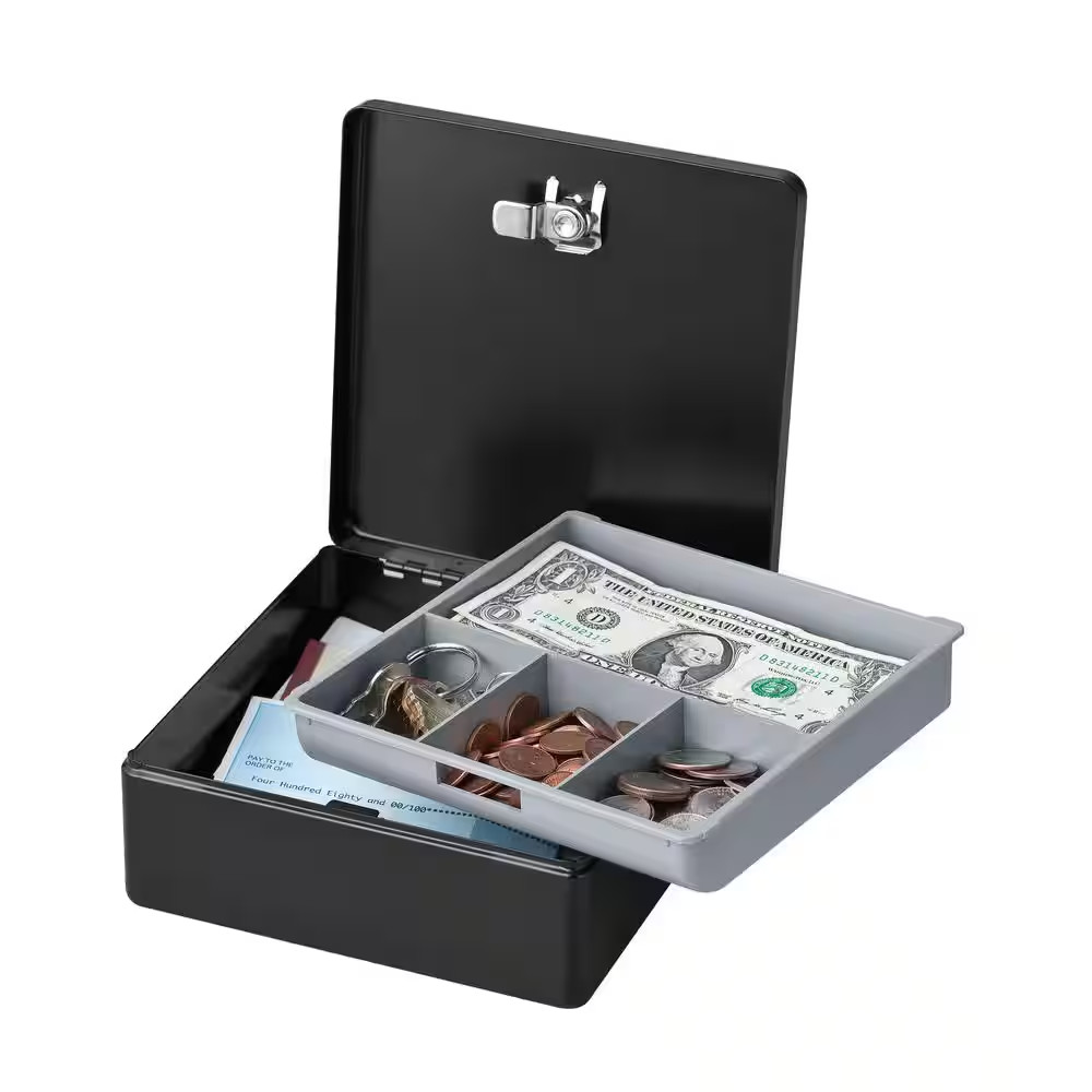 SentrySafe Money Safe Cash Box Steel 0.07 cu ft Lock Removable Tray Security