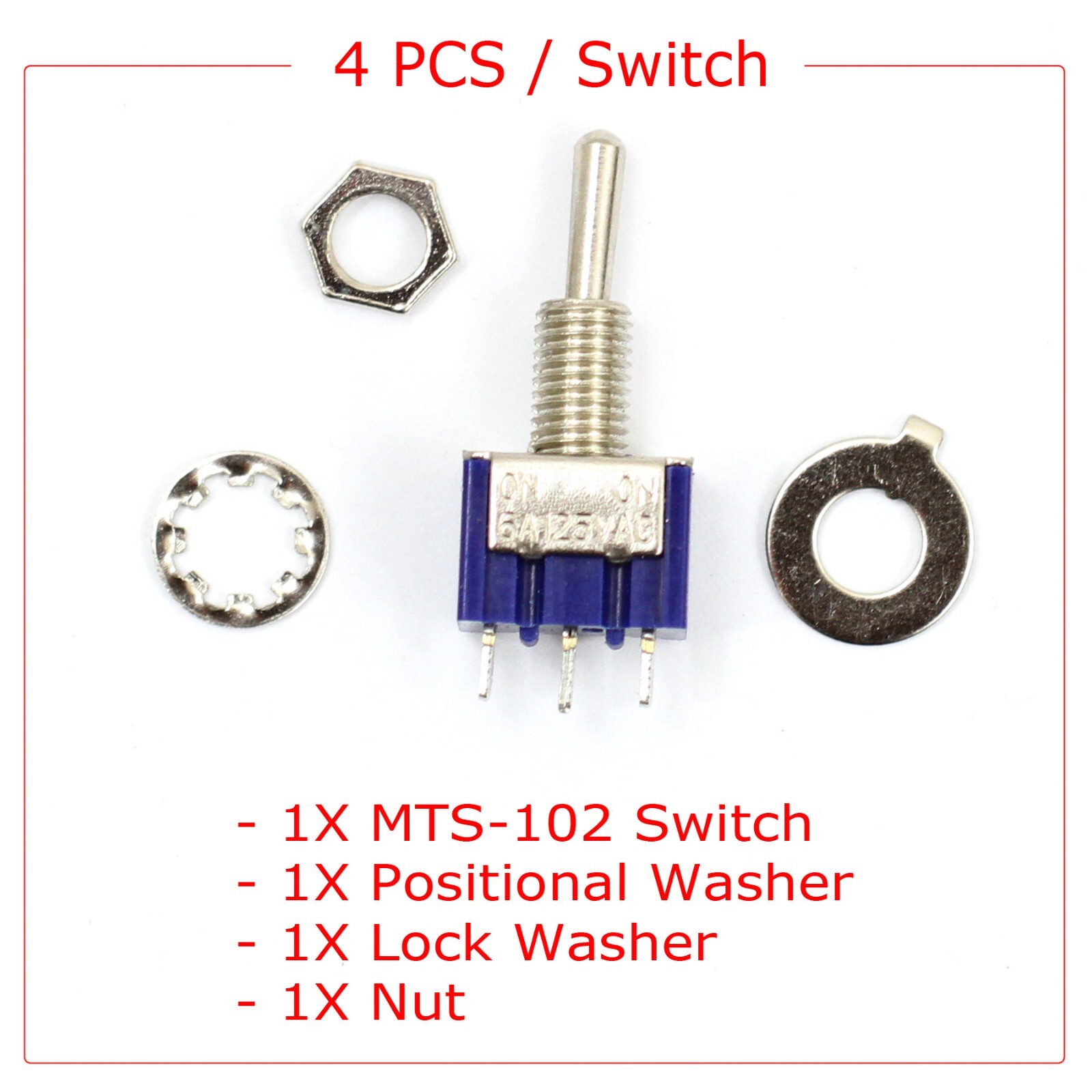 20 PCS MTS-102 SPDT Mini Toggle Switch ON-ON 3-Position 6A/125VAC ~ US STOCK