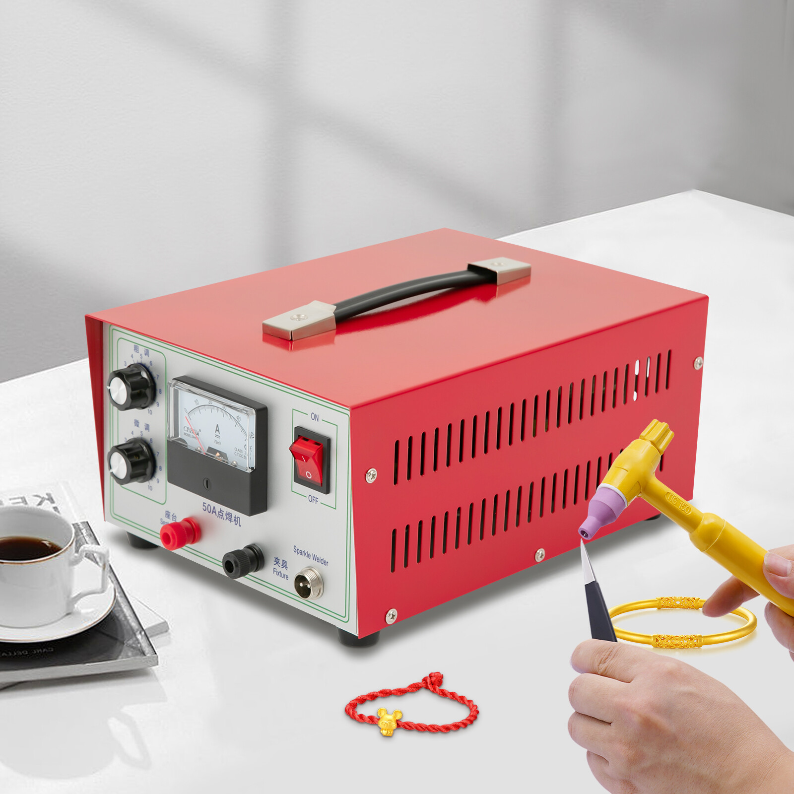 50A Countertop Jewelry Welding Machine Jewellery Spot Welder 500W 0.5-1.2mm