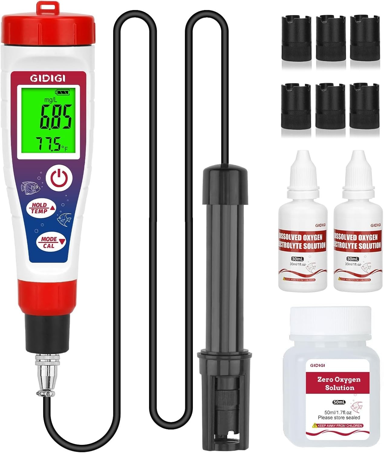 Digital Dissolved Oxygen Meter,Dissolved Oxygen Test Kit with 4.92 ft Probe C…