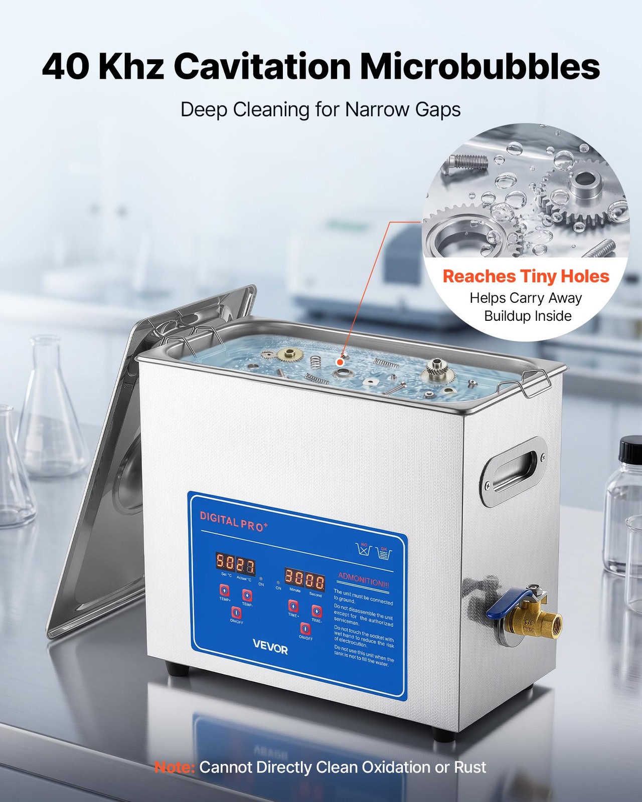 VEVOR Ultrasonic Cleaner 6L-Class Ultrasonic Parts Cleaner 40kHz for Jewelry