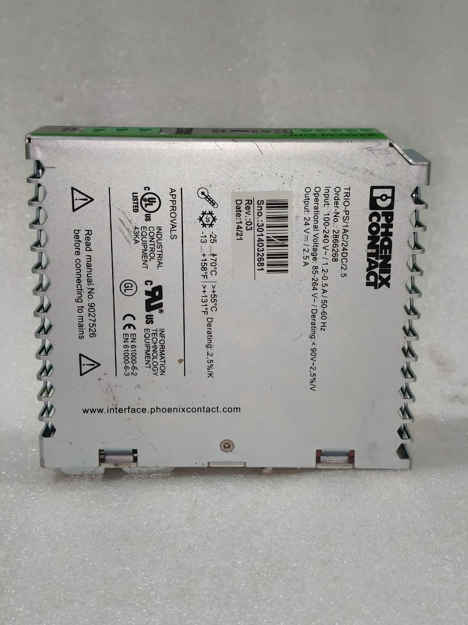 PHOENIX CONTACT TRIO-PS/1AC/24DC/2.5 POWER SUPPLY 2.5A FREE FAST