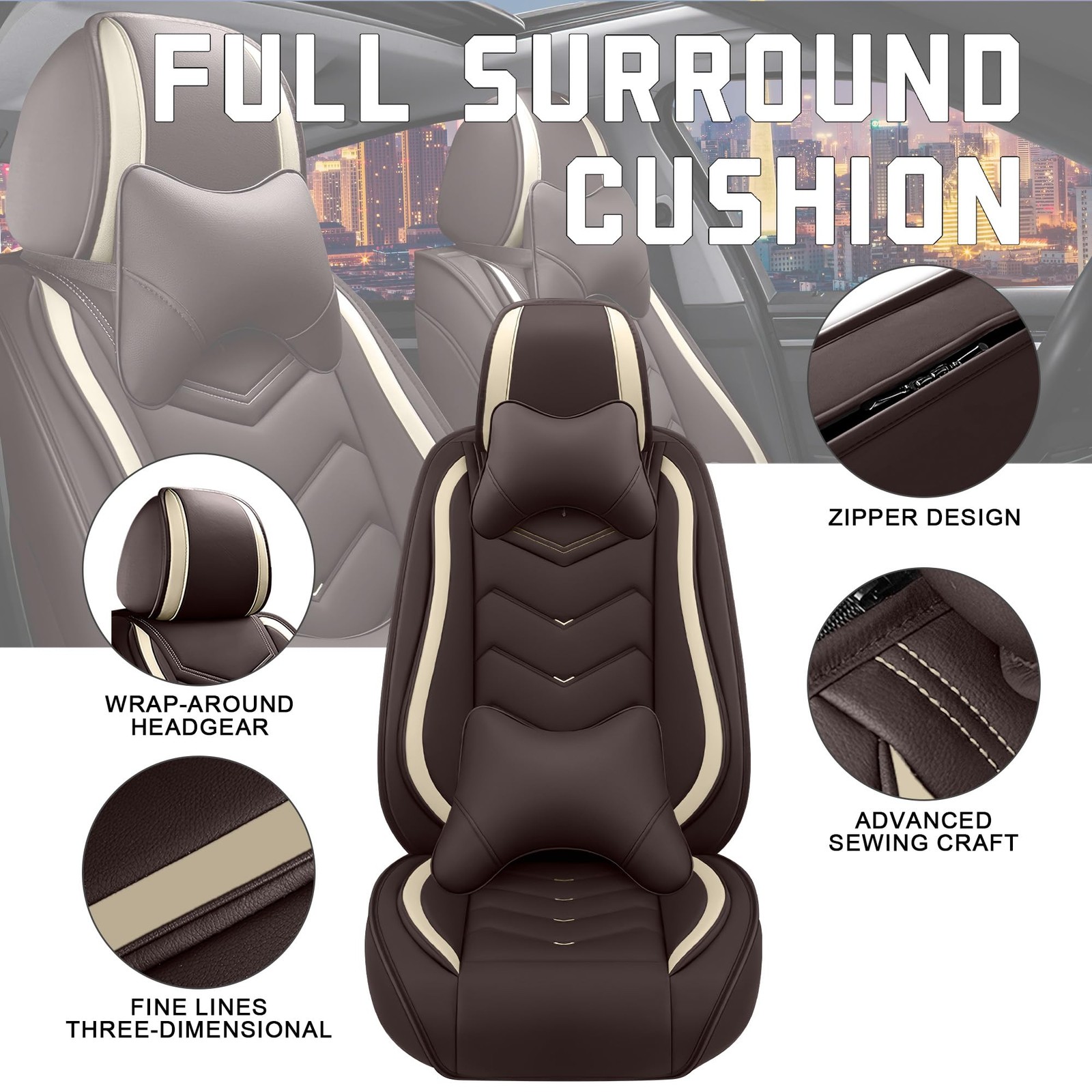 Nissan Leaf 2011-2026 Seat Covers Nappa Leather Coffee 2-Seat Set