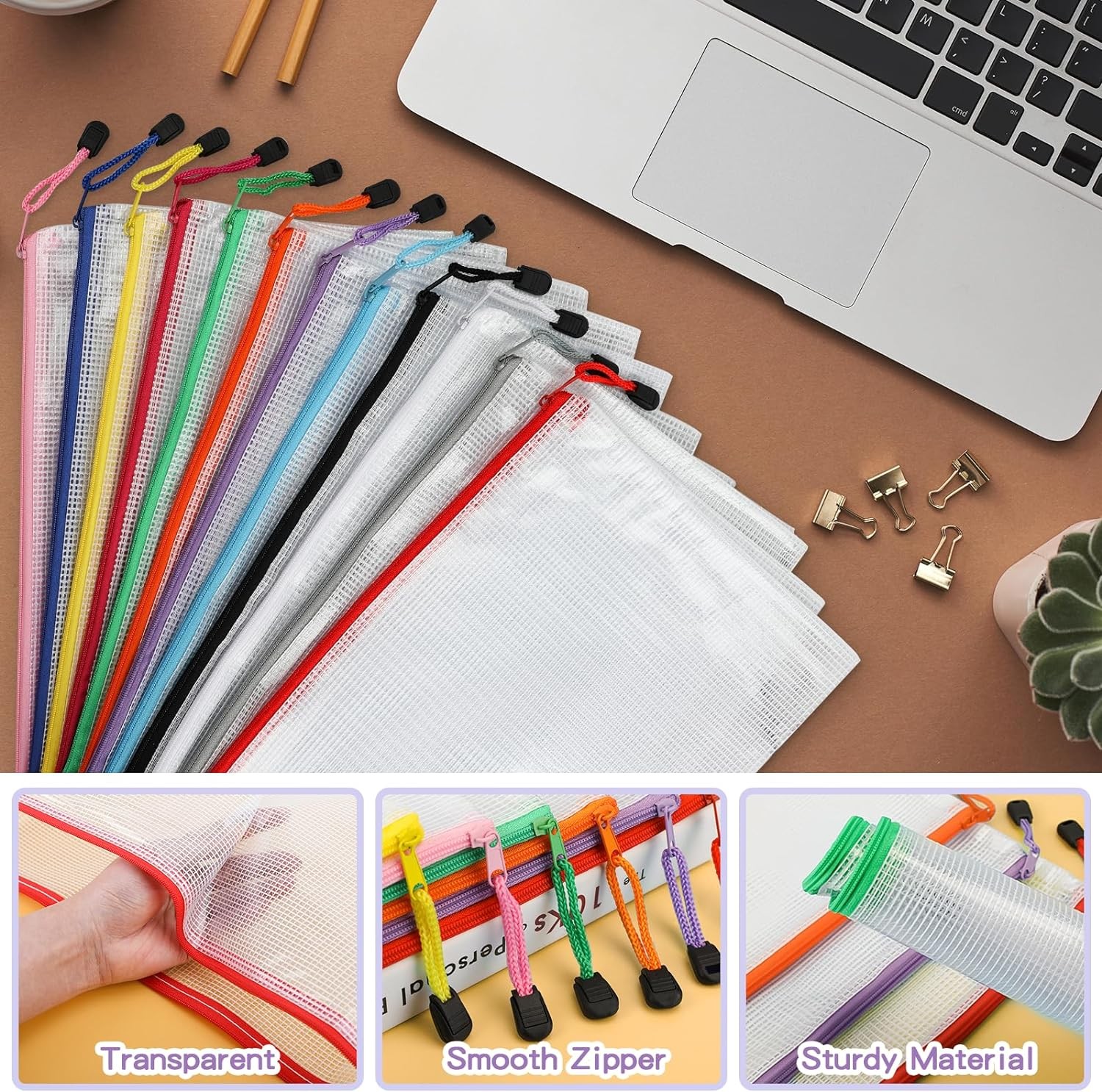 Zipper Pouch, 13.0×9.0 in (12 Colors, 36 Packs), Zipper Bags, Board Game Storage