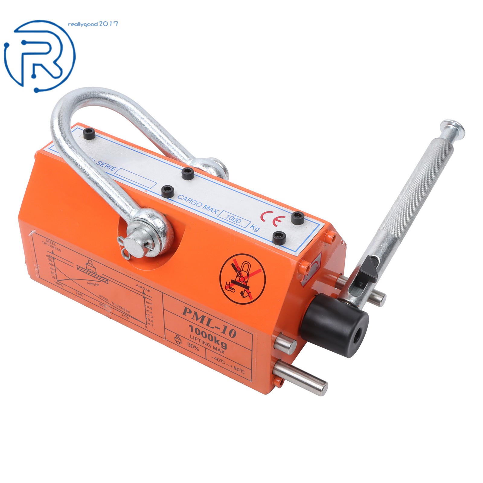 Heavy Duty Magnetic Lifter, 2200lbs/1000kg Pulling Capacity, 2 Safety Factor