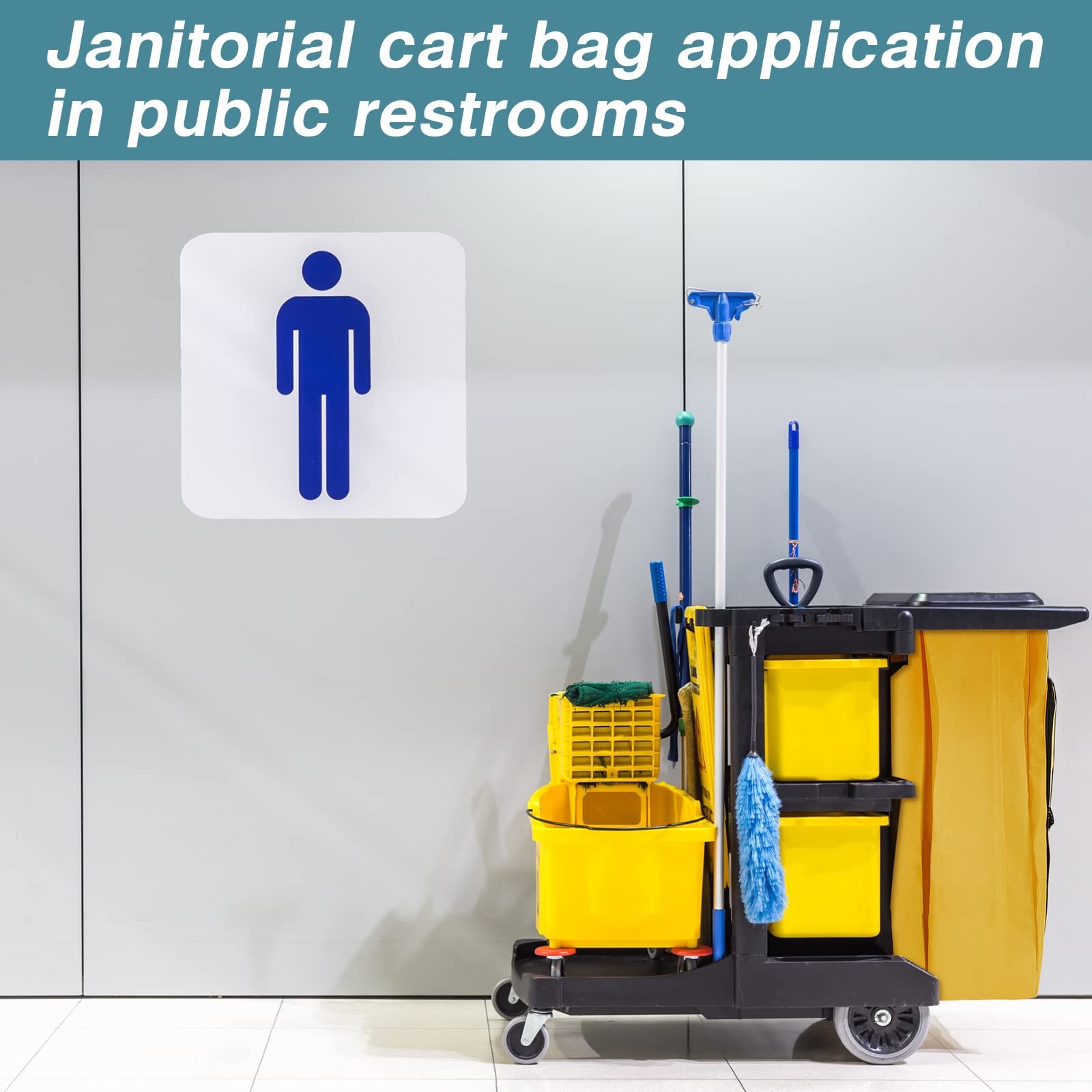 1 Pack Cleaning Cart Bag Zippered Front Replacement Janitorial Cart Thick Bag…