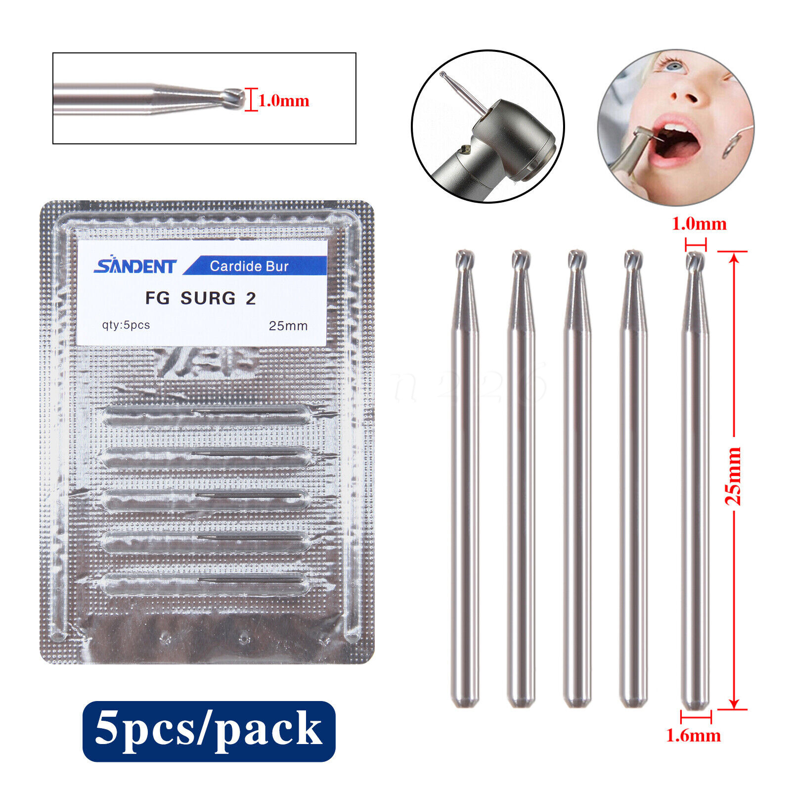 Dental Surgical Length Bur 25mm Tungsten Carbide FG SL Midwest FGOS FG SURG FGXL