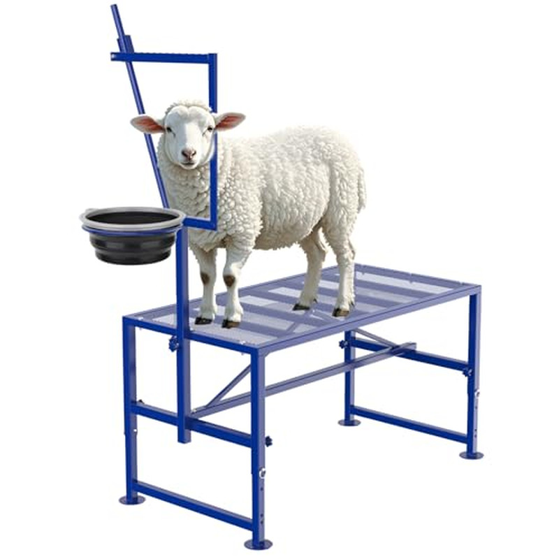 Goat Milking Stand with Removable Feed Bin, 600LB Heavy Duty Goat Stand for Hoof