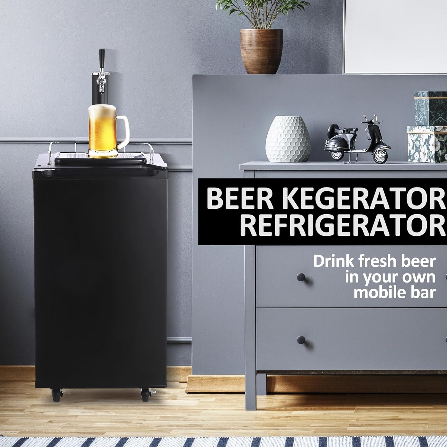 24» Full Size Kegerator Refrigerated Beer Dispenser W Faucet 32°F- 50°F 97/128L