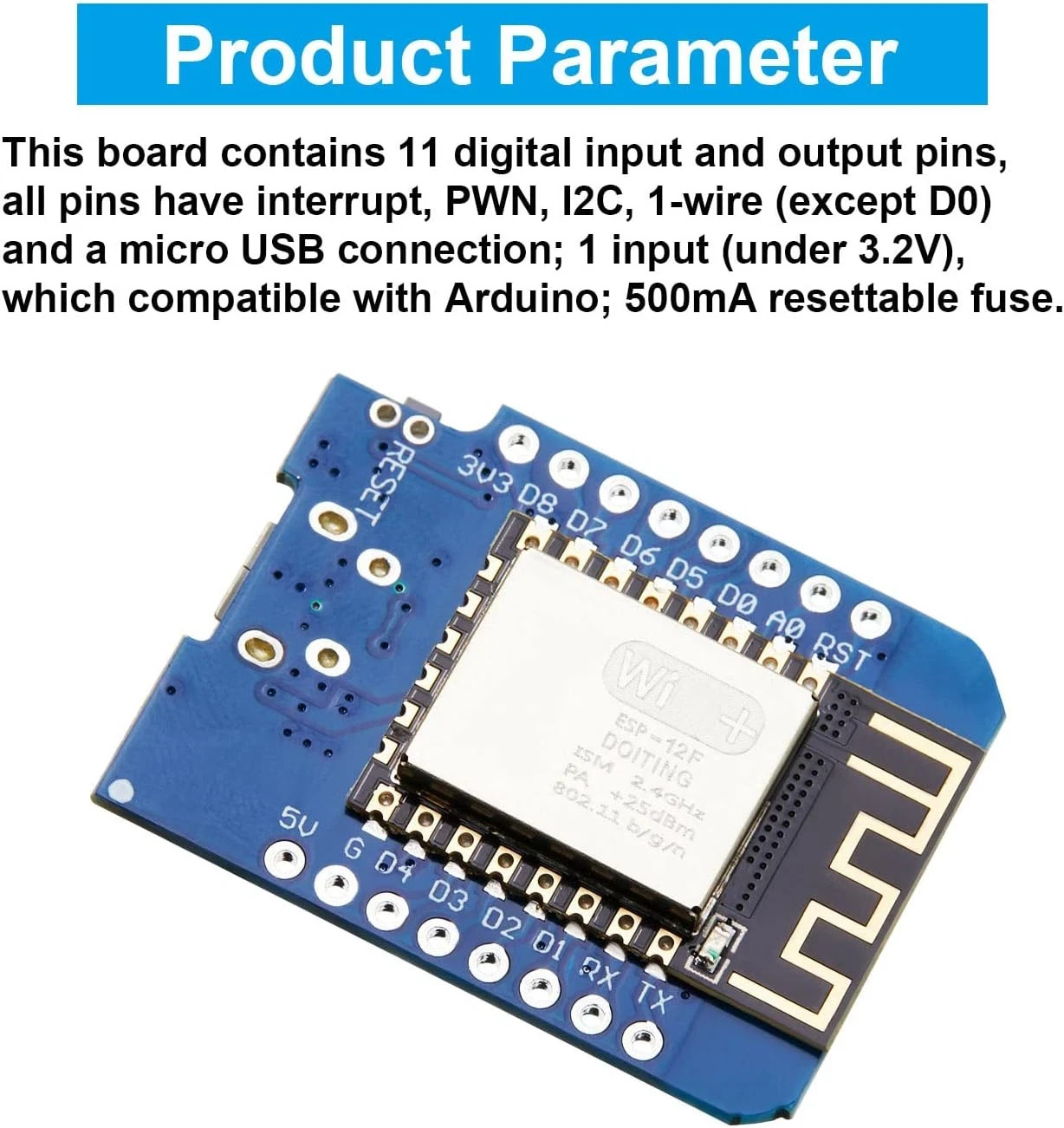 Lot of 2 Pieces Development Board Node mcu Mini D1 Module for ESP8266 ESP-12F