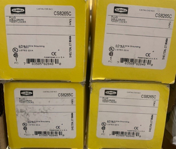 Hubbell CS8265C 50A 250V, 2-Pole 3-Wire, Grounding, Non-NEMA Male Locking Plug