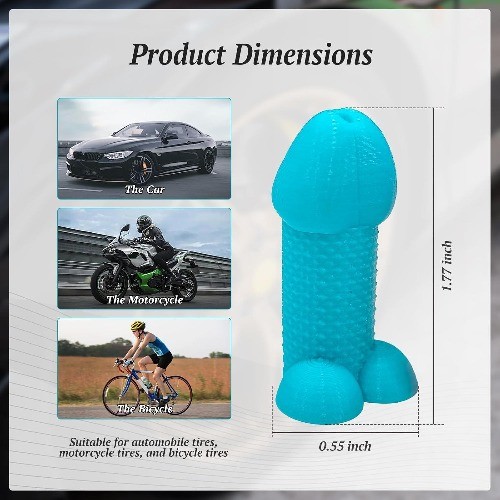 Glow in The Dark Blue Novelty Tire Valve Stem Caps, 4-Pack Universal Waterproof