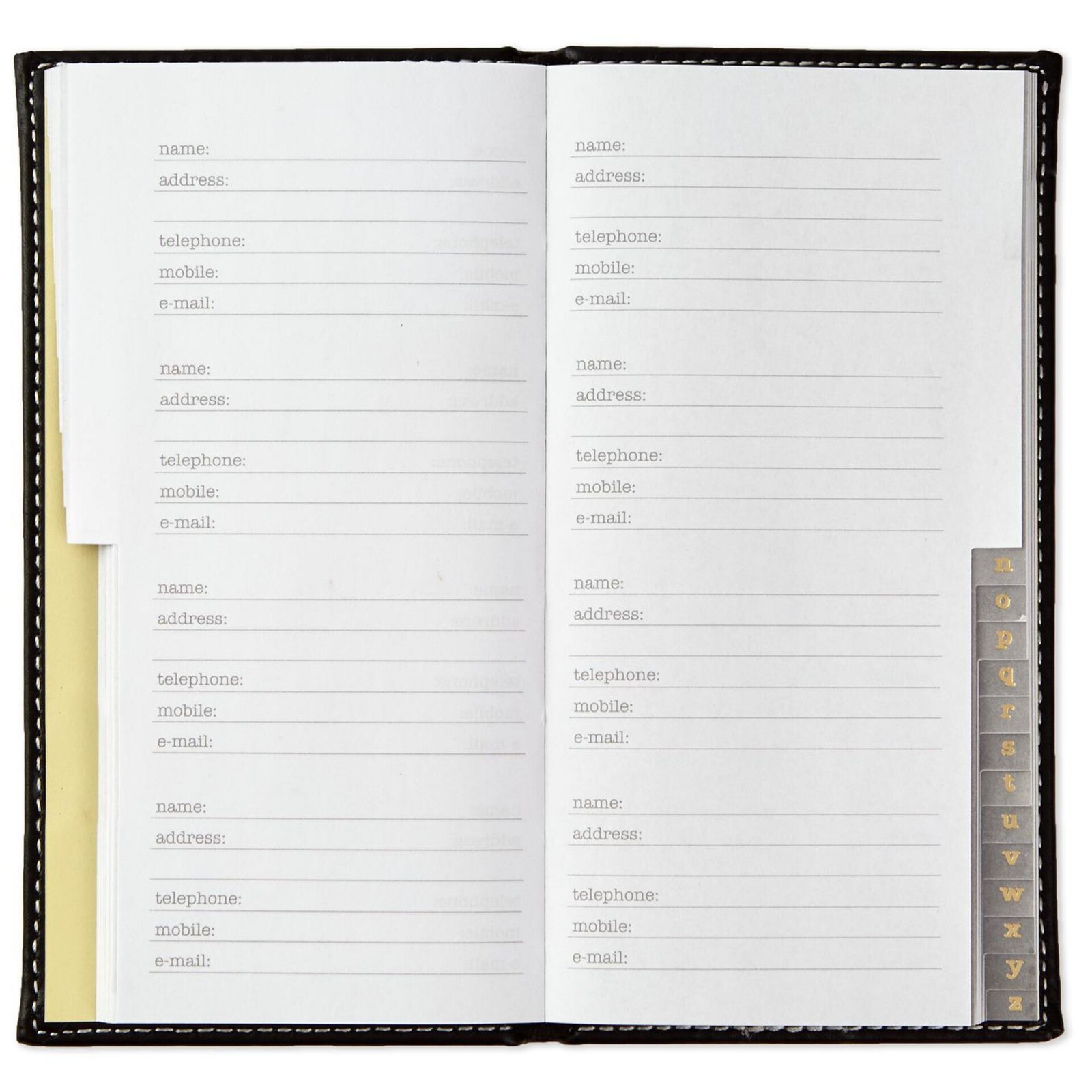 Hallmark Black Faux Leather Slim Address Book, 3.25″ W x 6.25″ H x 0.5″