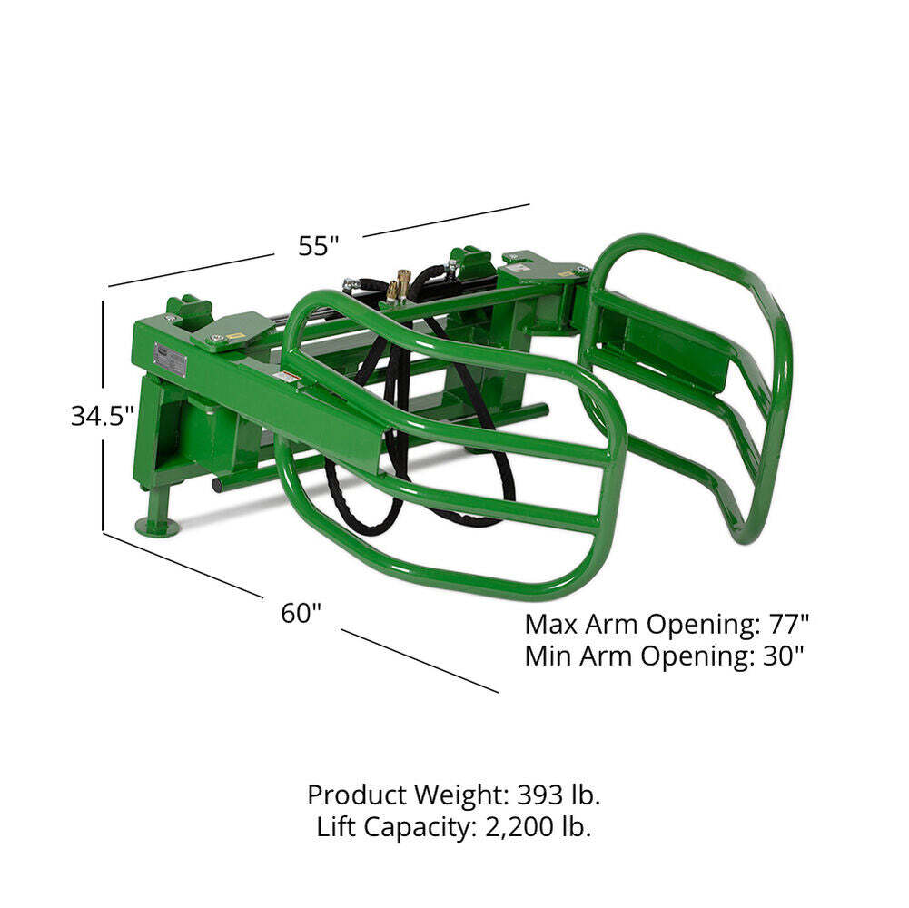 Titan Attachments Round Hay Bale Gripper Fits John Deere Hook and Pin Tractors