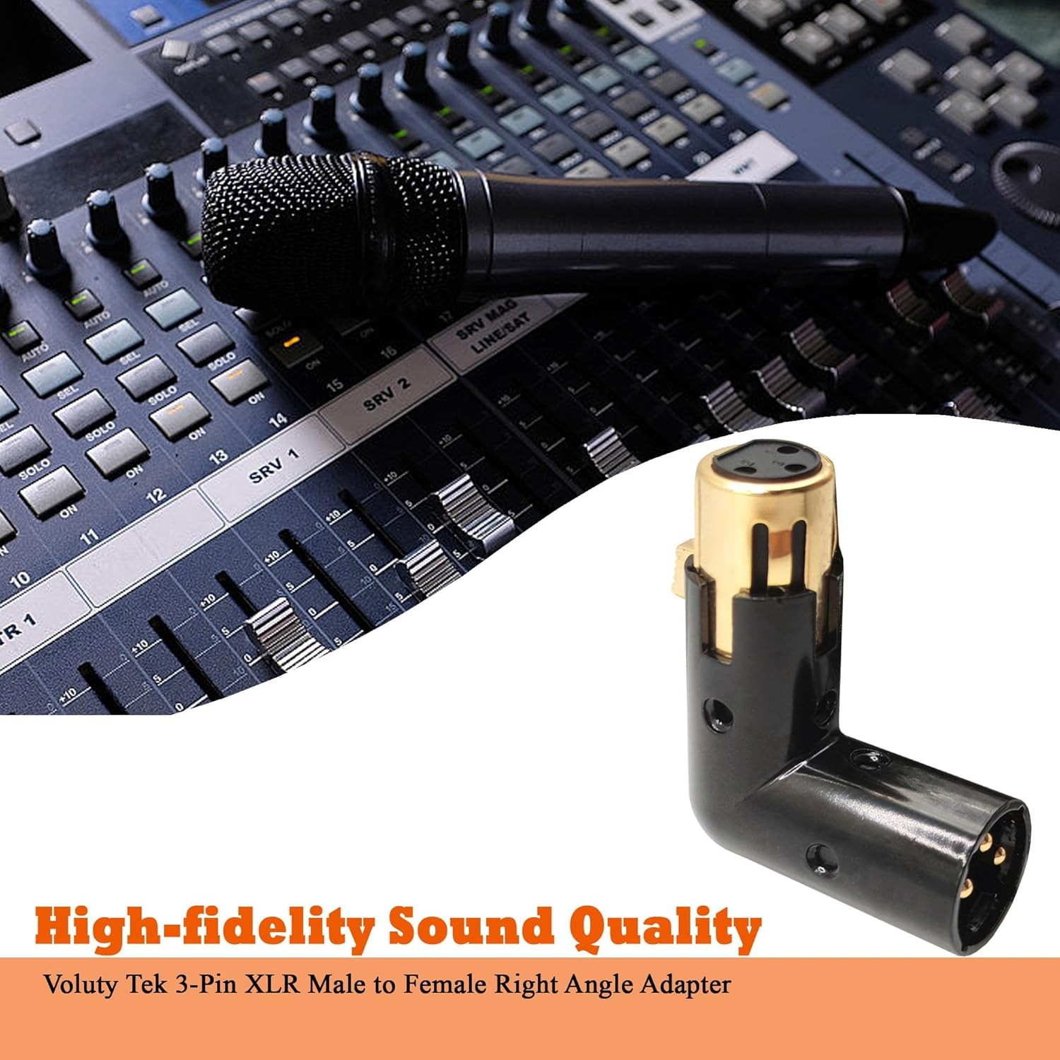 XLR Male to Female Right Angle Adapter Adjustable 3-PIN XLR 90 Degree Connector