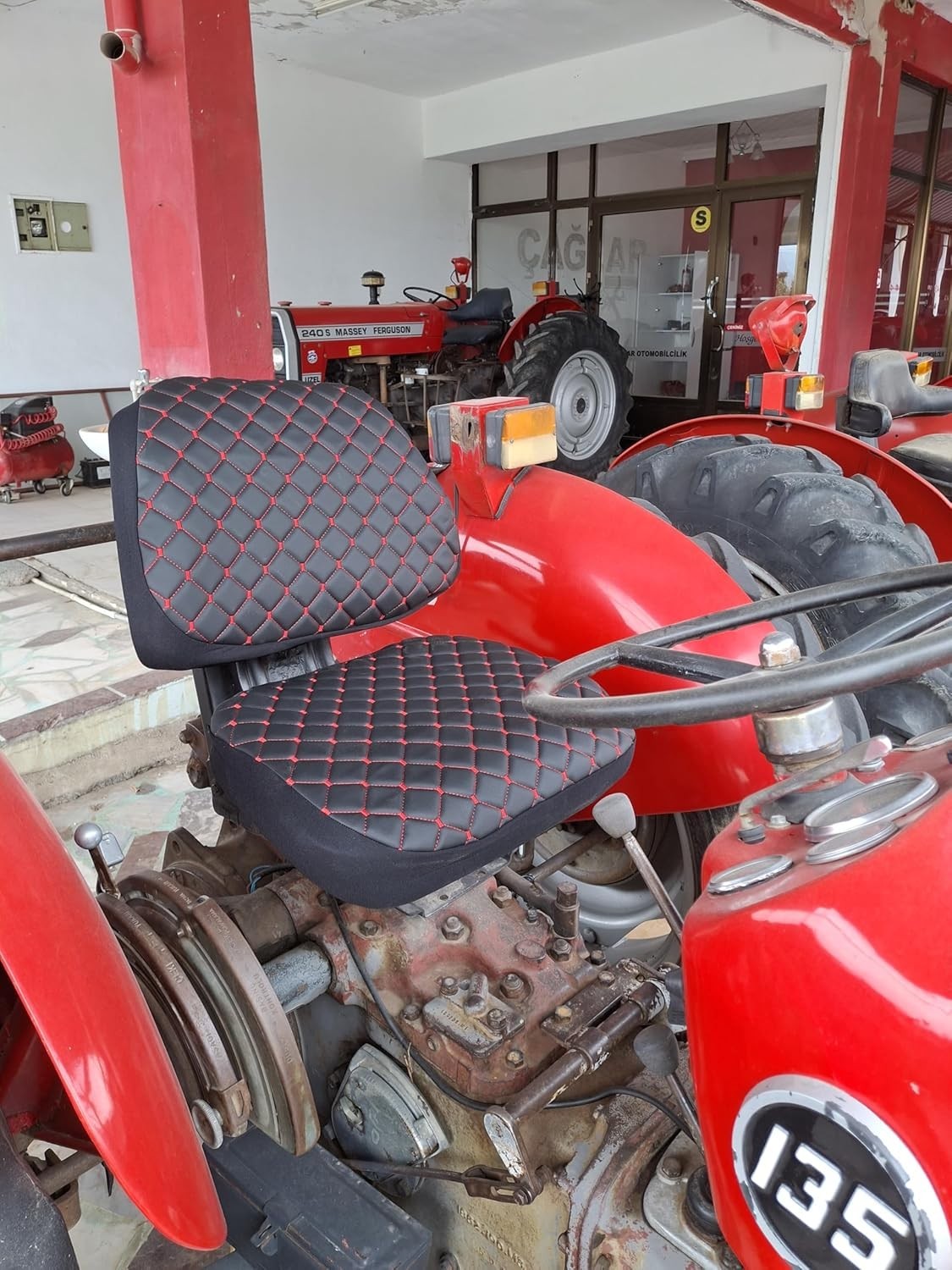 Universal Fit Tractor & Forklift Seat Cover – Comfortable Quilted Leather Design