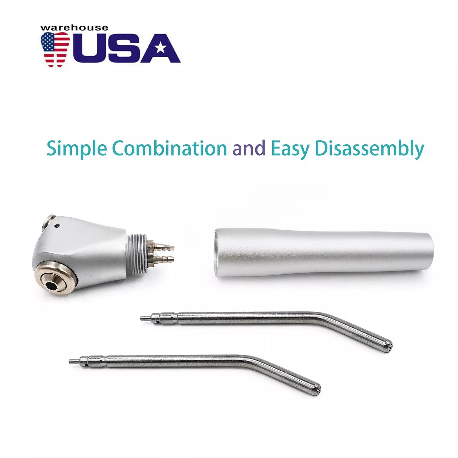 Dental 3 Way Air Water Spray Triple Syringe Handpiece w/ 2 Nozzles Tips Tubes CE