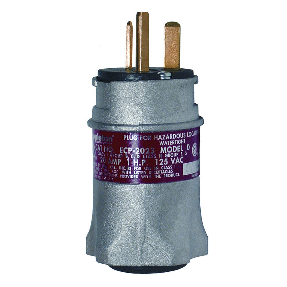 APPLETON ELECTRIC ECP-2023 Plug,Gray,20 A,Stnd,5-15R; 5-20R; 6-20R 11Y363