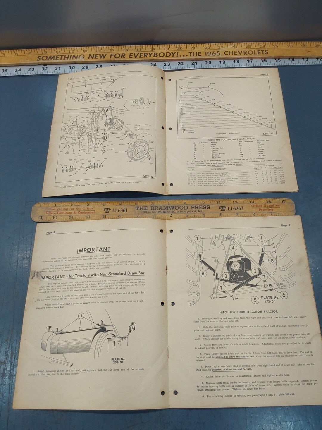 Original 1951 Co-op E15A-S Sickle Bar Mower Repair Parts List & Setup Operating