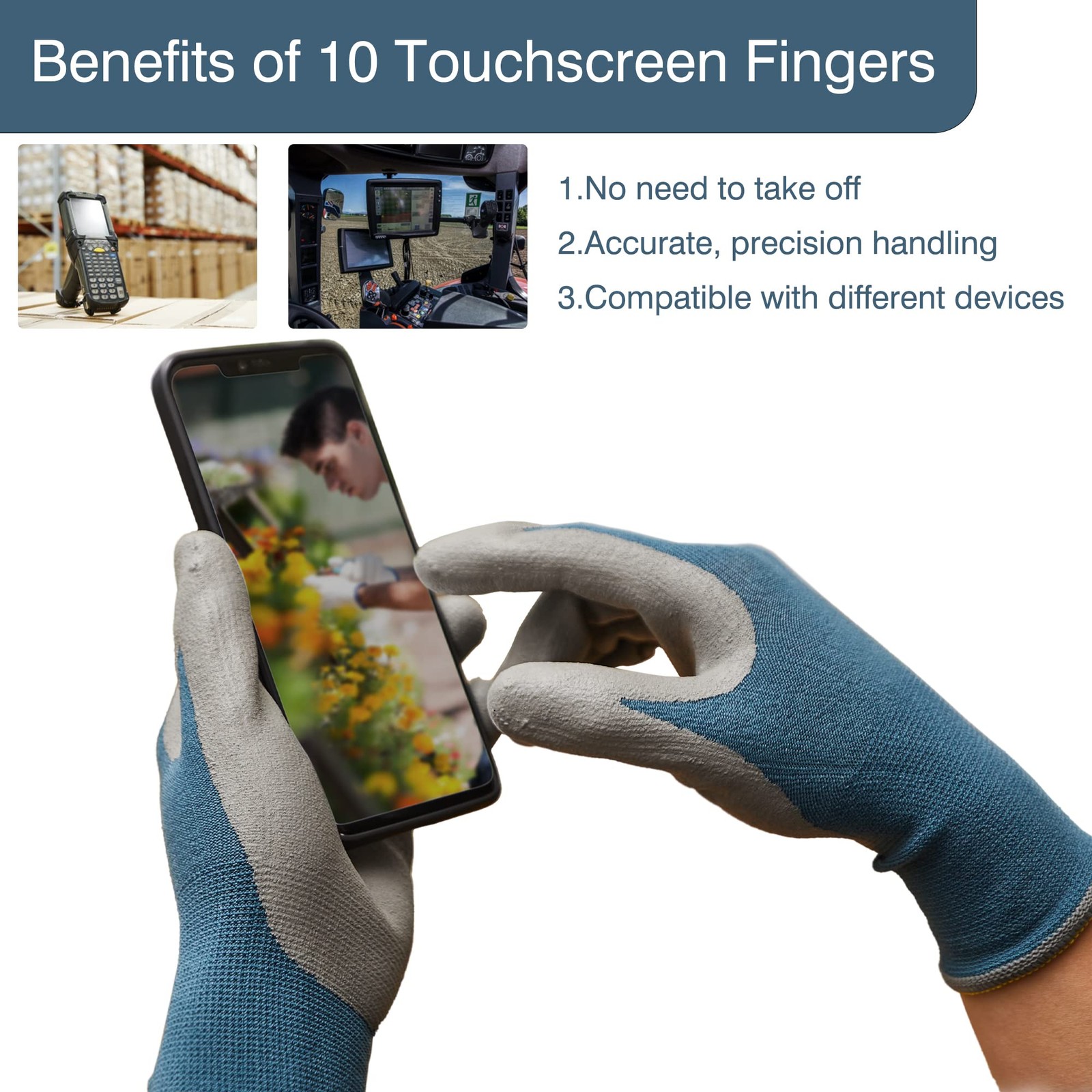 Micro-Foam Nitrile Safety Work Garden Gloves with Touchscreen Fingers, 6 Pair…